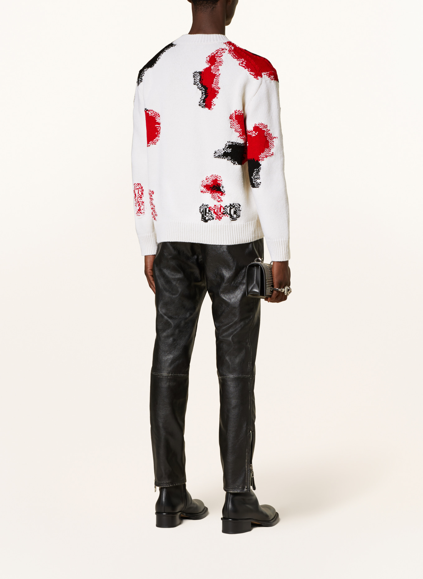 Alexander McQUEEN Sweater in cream dark red black
