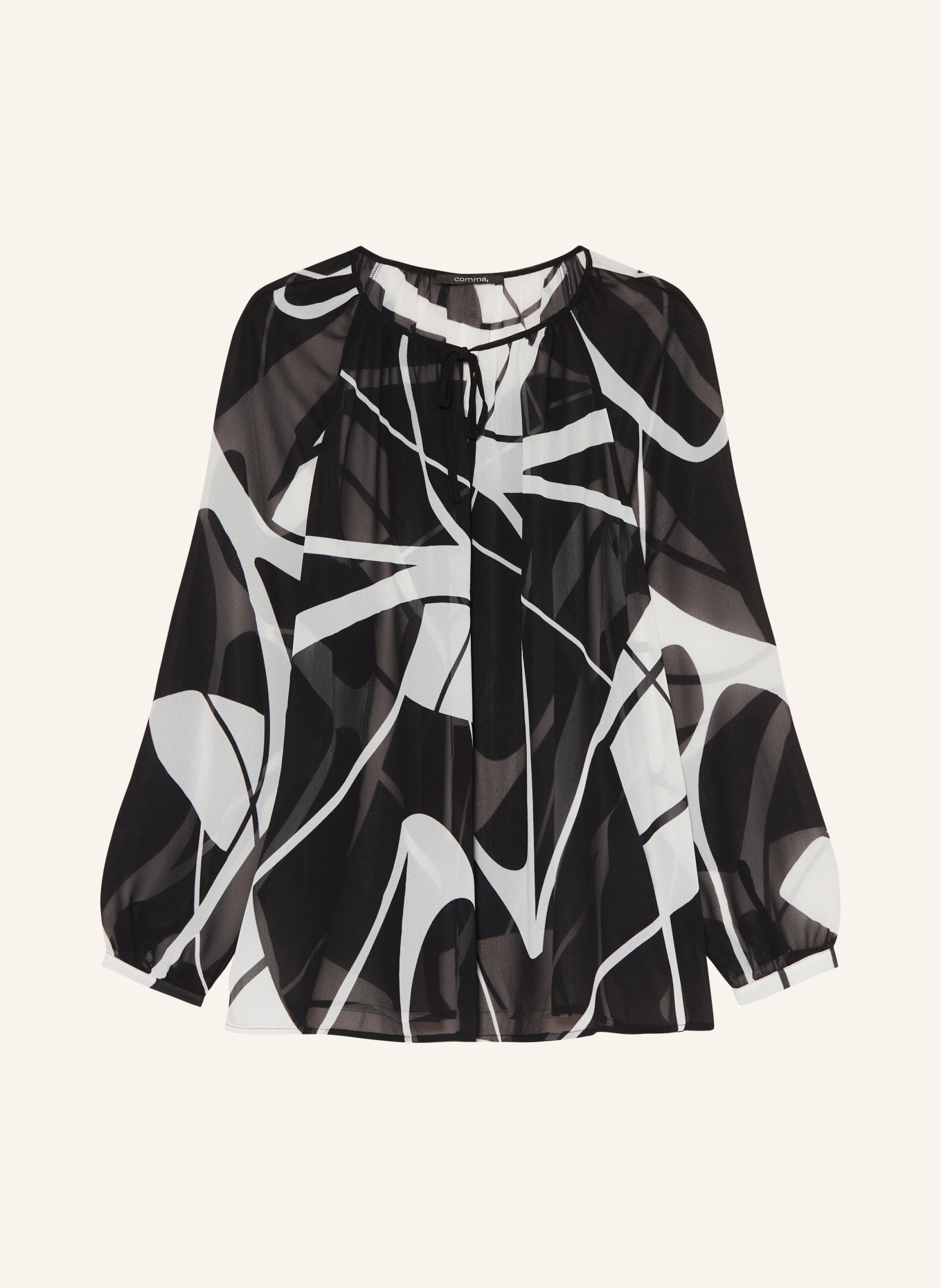 comma Shirt blouse, Color: BLACK/ WHITE (Image 1)