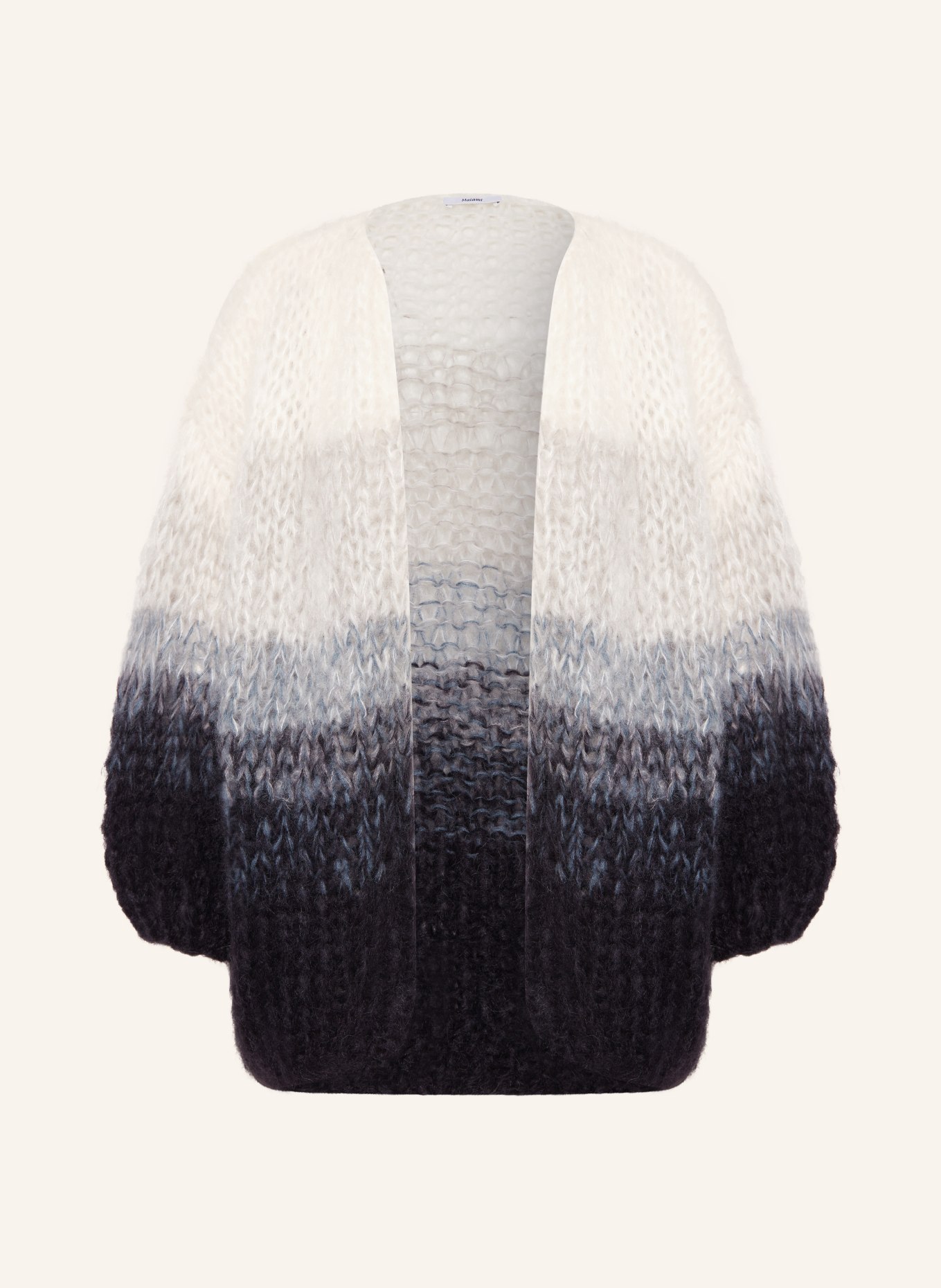 MAIAMI Oversized knit cardigan made of mohair, Color: WHITE/ BLACK/ TEAL (Image 1)