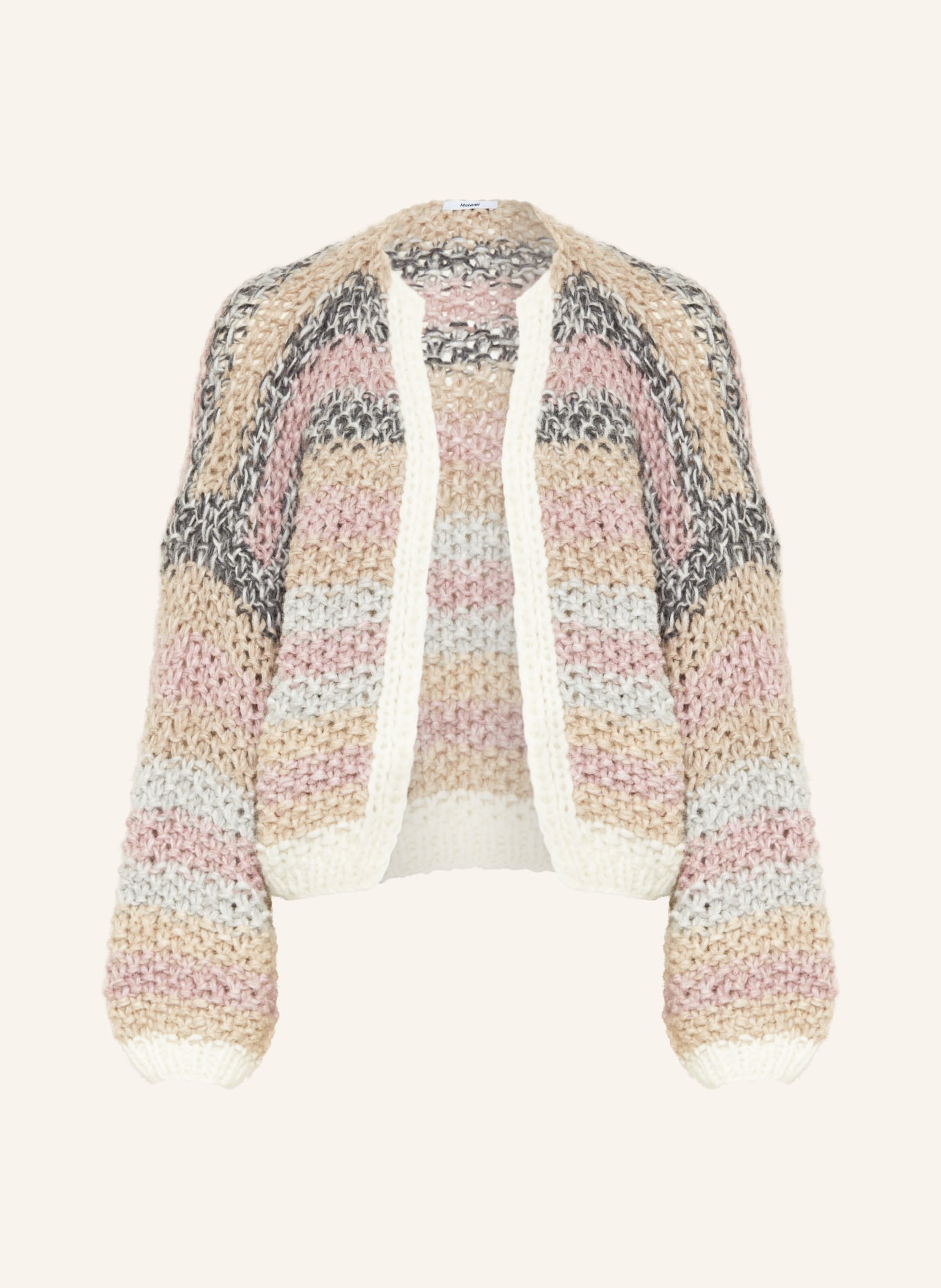 MAIAMI Knit cardigan made of alpaca, Color: BEIGE/ ROSE/ GRAY (Image 1)