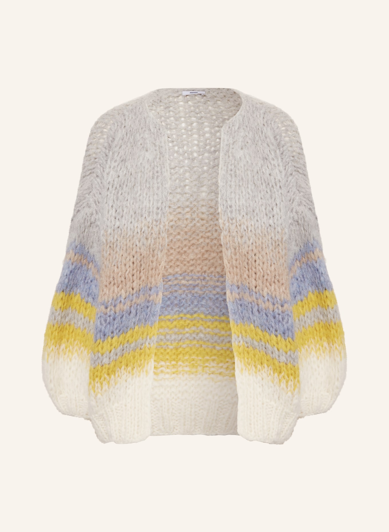 MAIAMI Knit cardigan made of alpaca, Color: LIGHT GRAY/ YELLOW/ GRAY (Image 1)