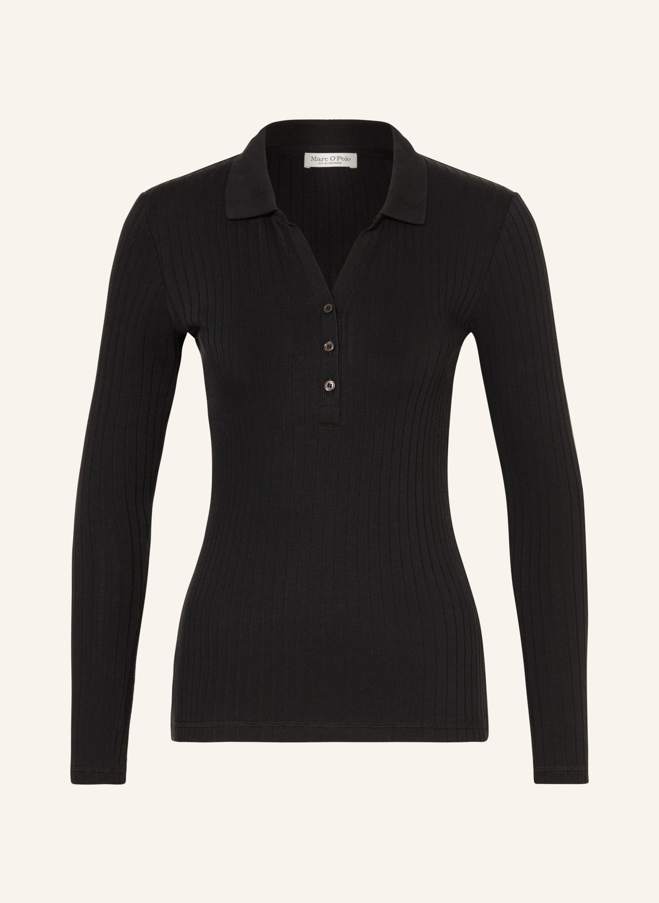 Marc O'Polo Knitted polo shirt, Color: BLACK (Image 1)