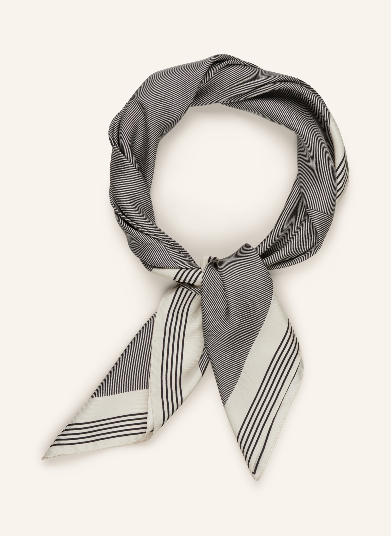 PRINZ Berlin Silk scarf STRIPES, Color: CREAM/ BLACK (Image 2)