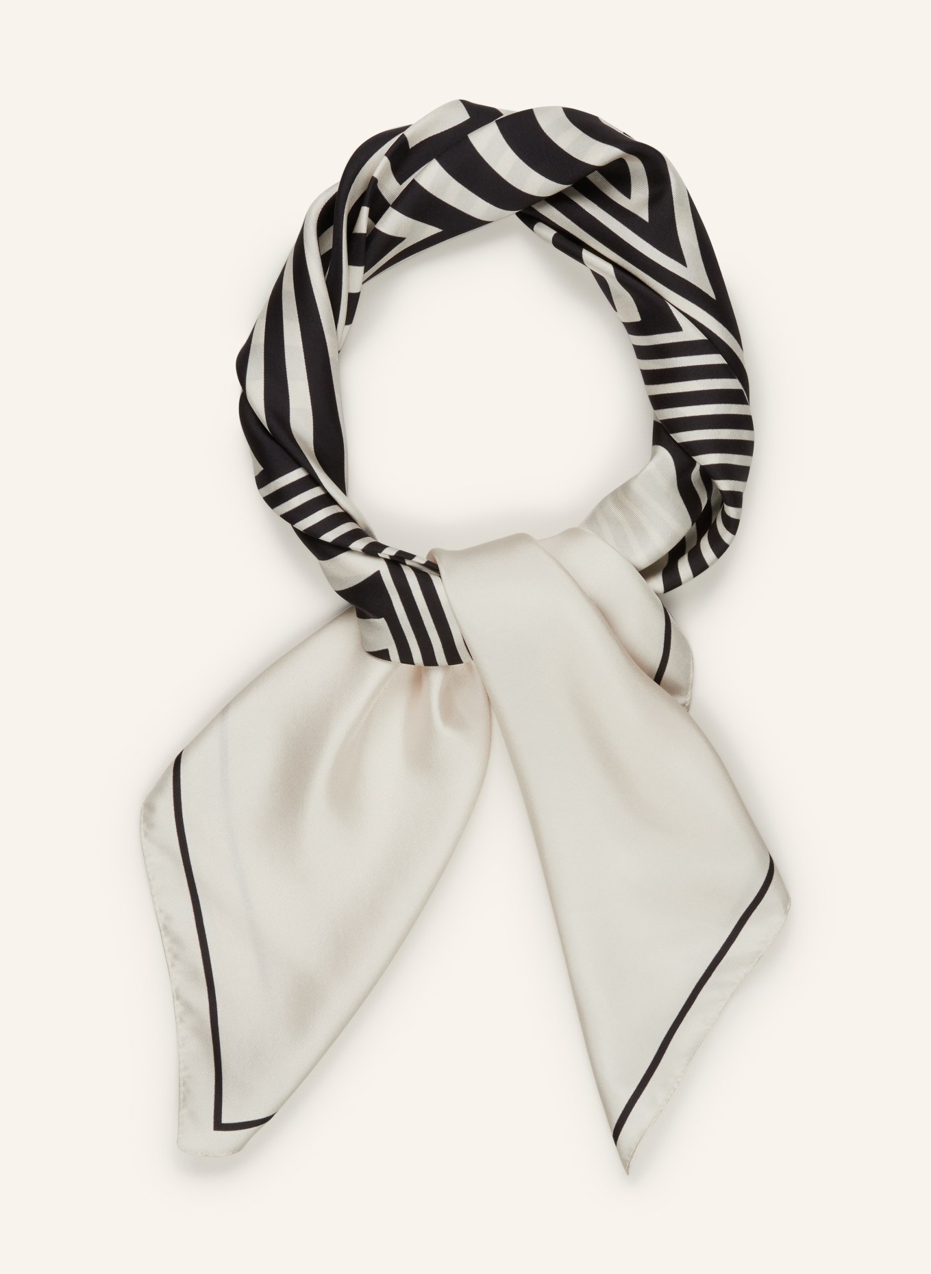 PRINZ Berlin Silk scarf SWIRL, Color: CREAM/ BLACK (Image 2)