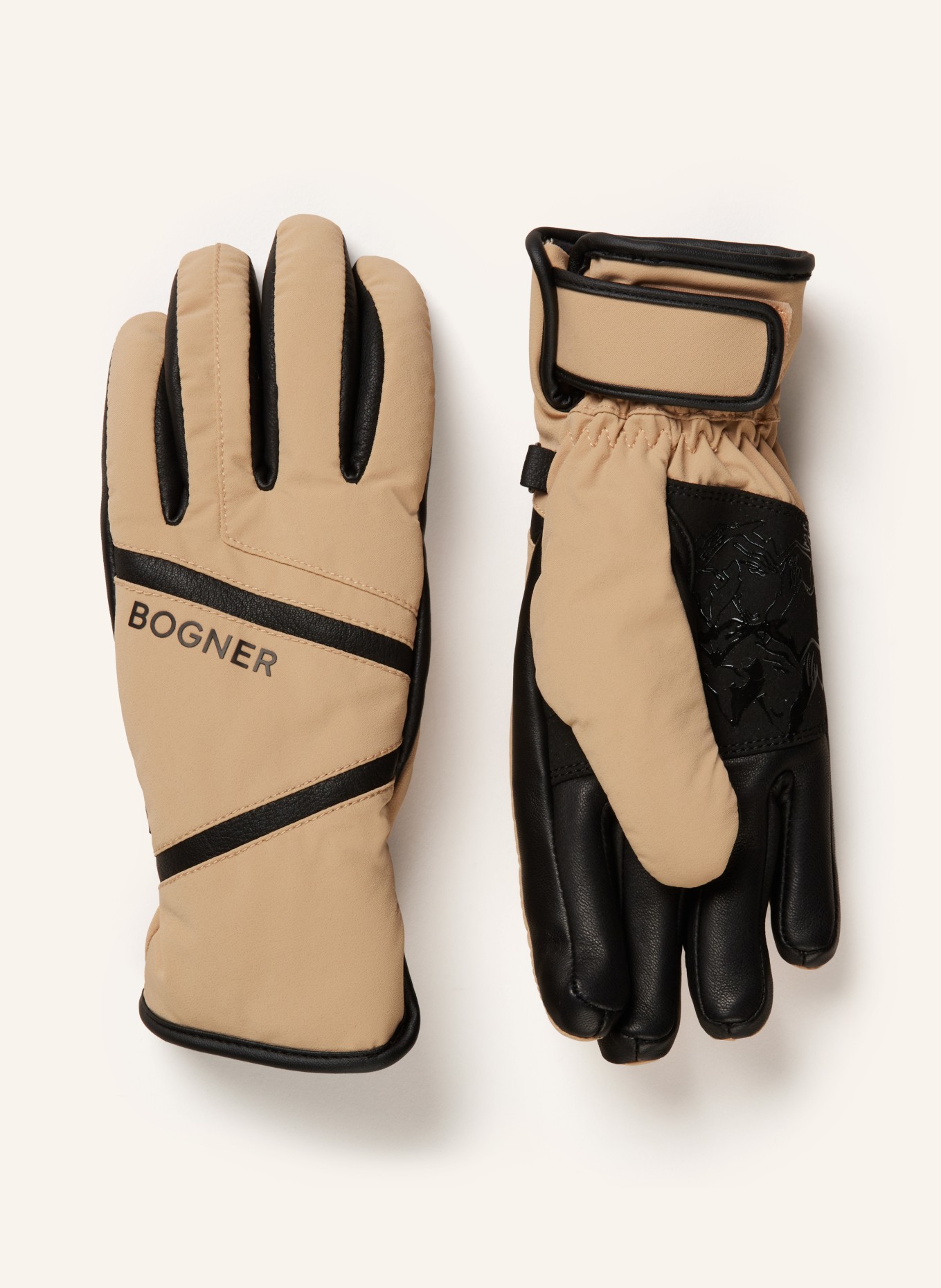 BOGNER Ski gloves HILLA, Color: LIGHT BROWN/ BLACK (Image 1)