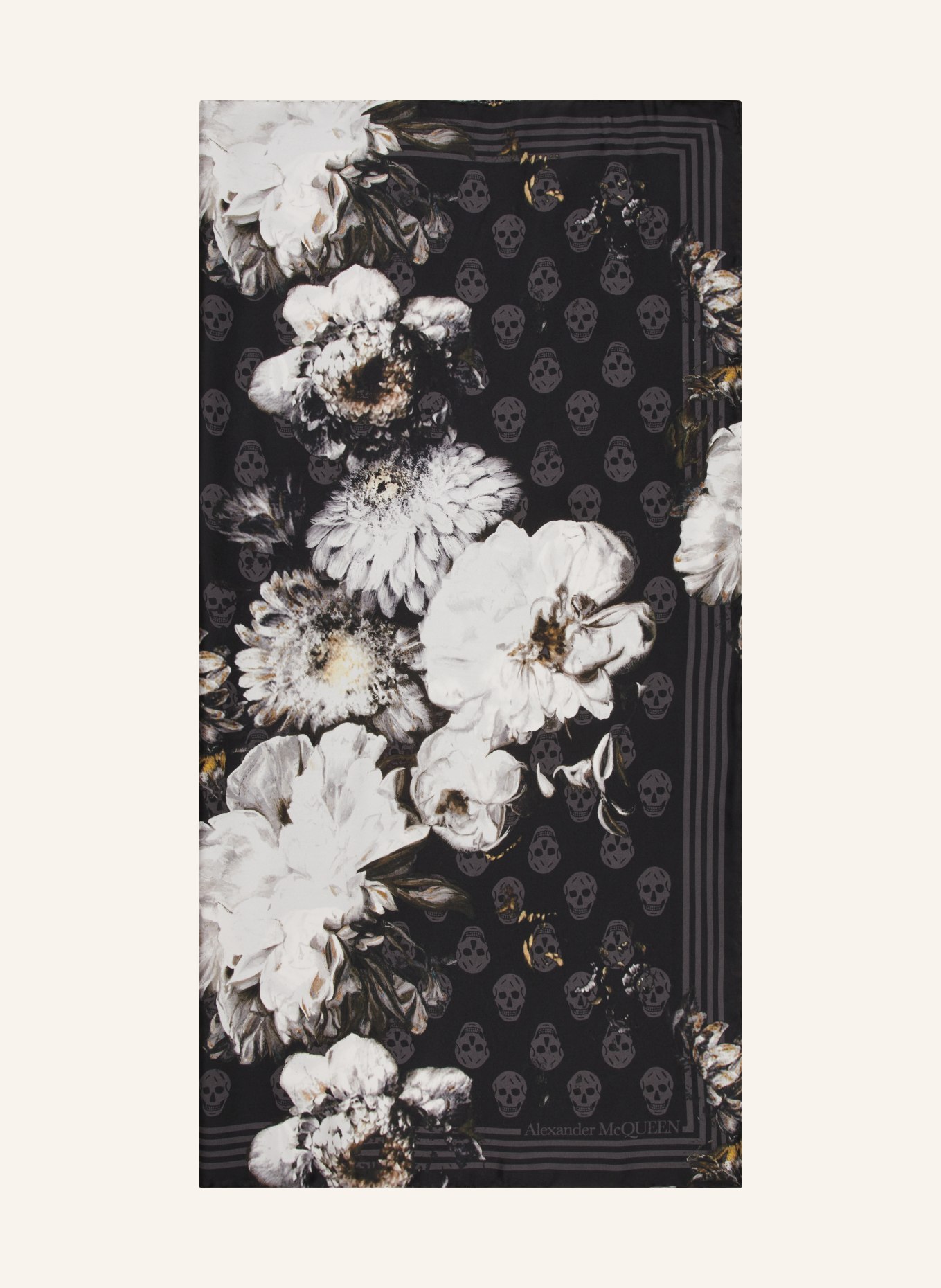 Alexander McQUEEN Silk scarf, Color: BLACK/ WHITE (Image 1)