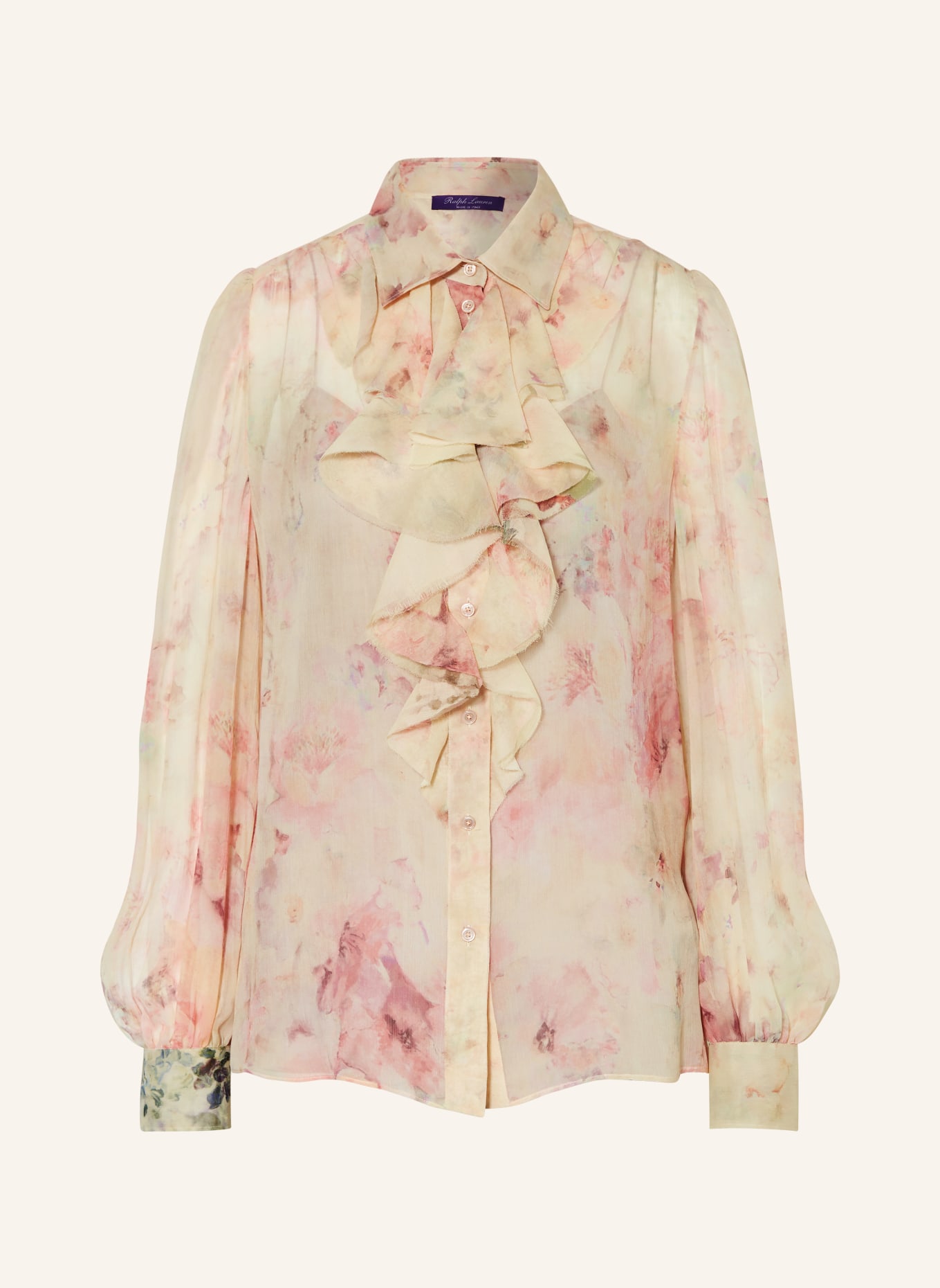 RALPH LAUREN Collection Silk blouse DYLON, Color: CREAM/ PINK/ GREEN (Image 1)