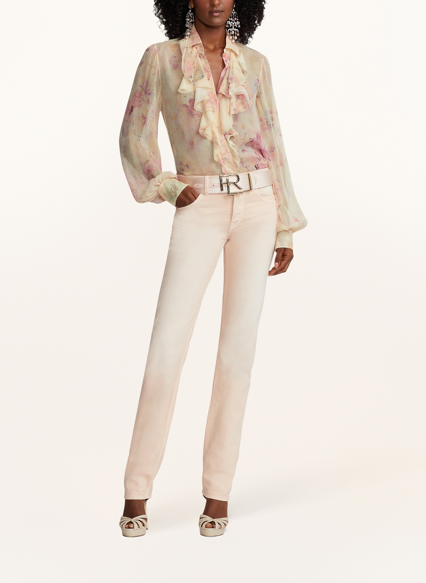 RALPH LAUREN Collection Silk blouse DYLON, Color: CREAM/ PINK/ GREEN (Image 2)