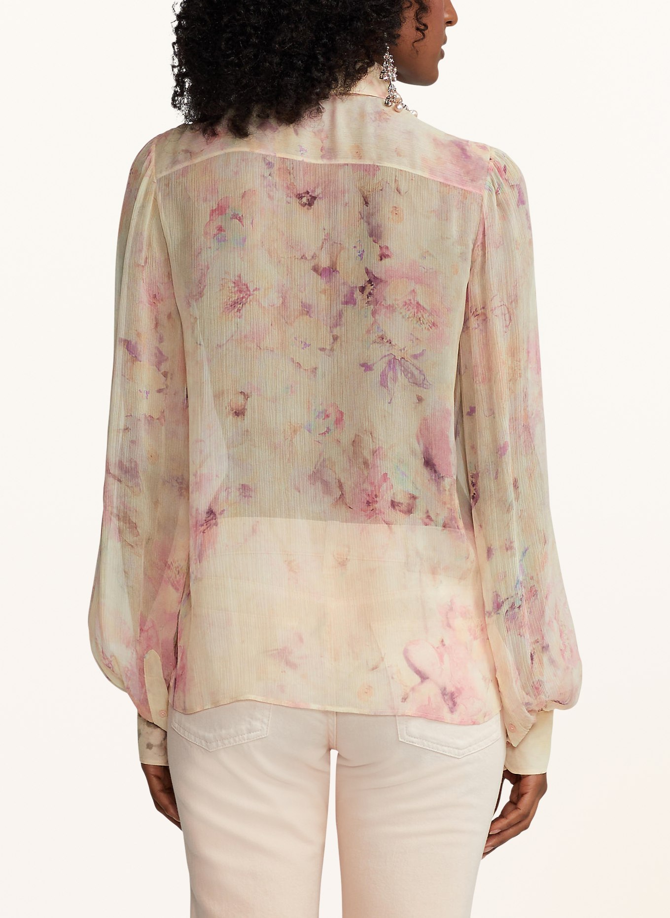 RALPH LAUREN Collection Silk blouse DYLON, Color: CREAM/ PINK/ GREEN (Image 3)