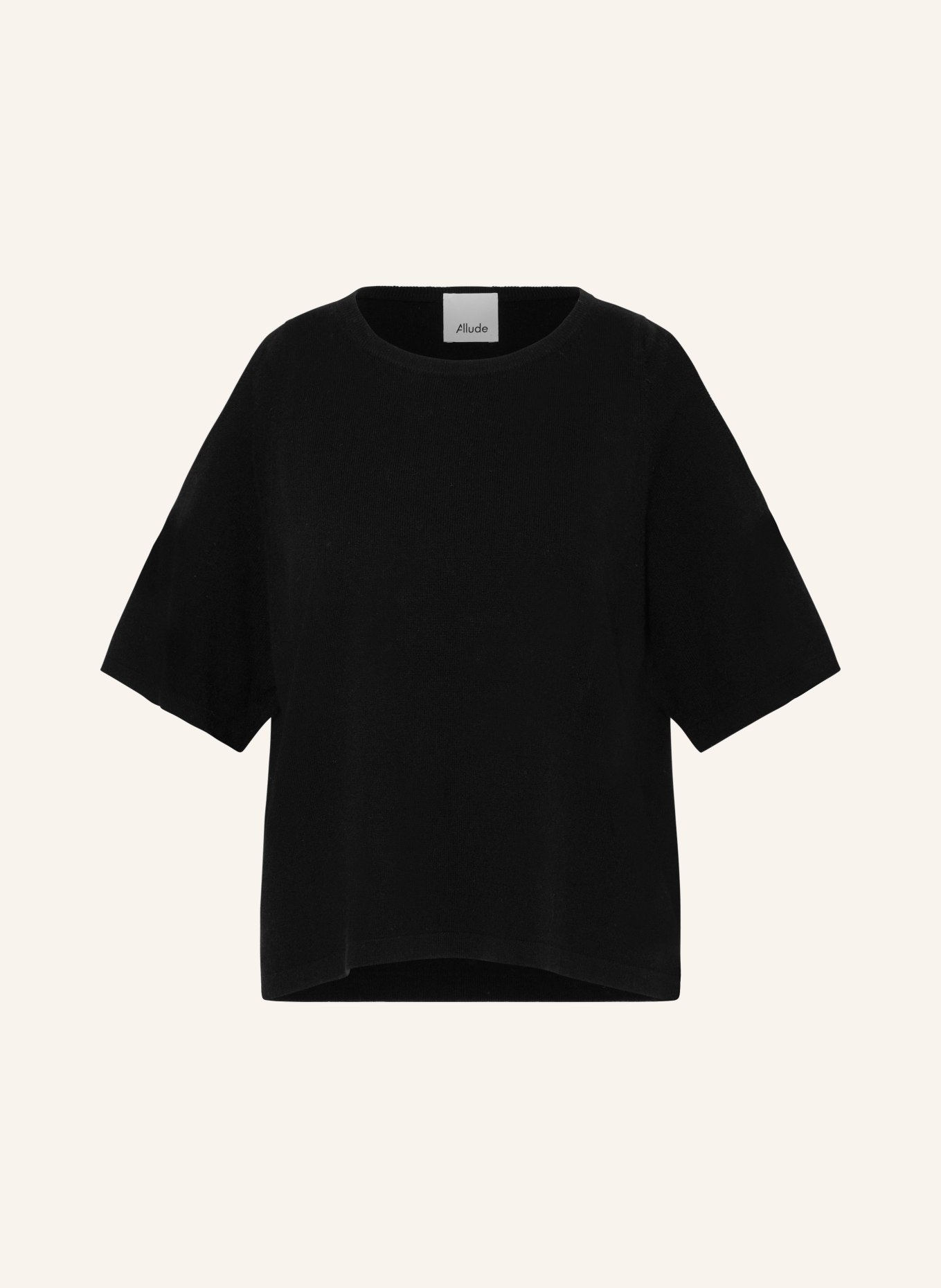 ALLUDE Dzianinowa koszulka z dodatkiem kaszmiru, z wycięciami, Kolor: CZARNY (Obrazek 1)
