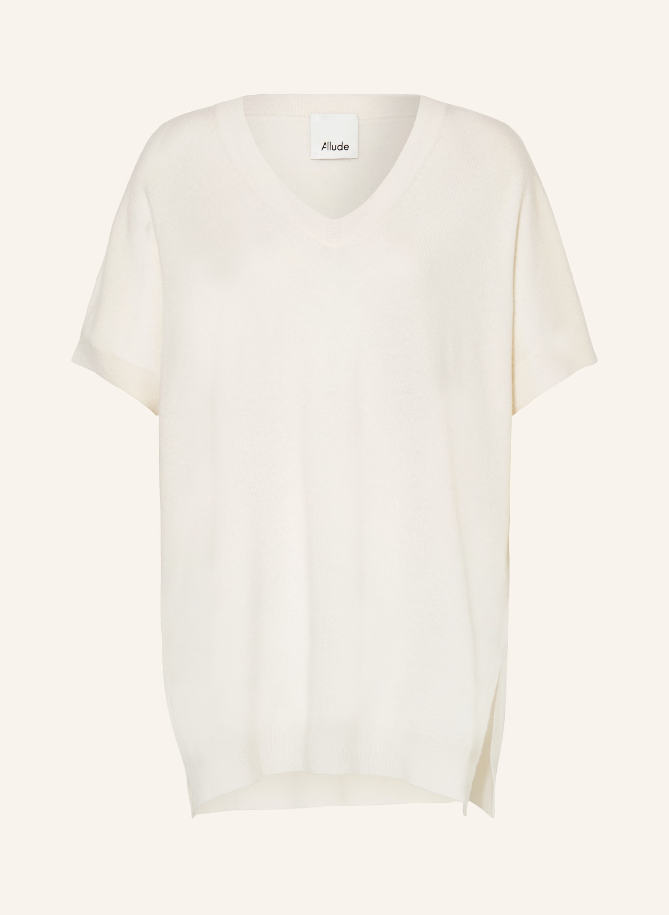 ALLUDE Dzianinowa koszulka oversize z kaszmirem, Kolor: ECRU (Obrazek 1)