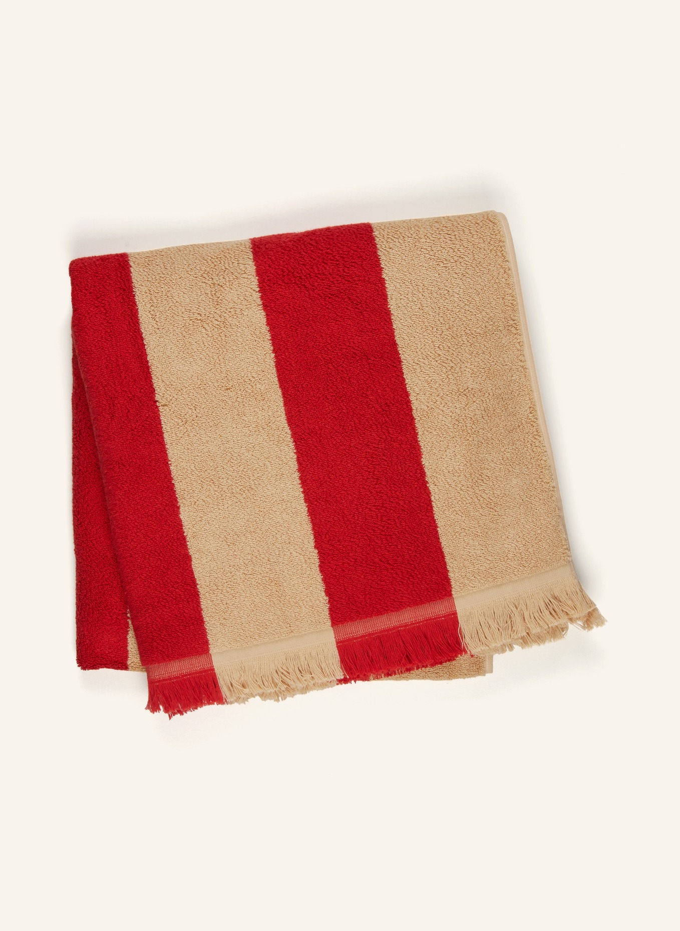 Ferm LIVING Bath towel ALEE, Color: BEIGE/ RED (Image 2)