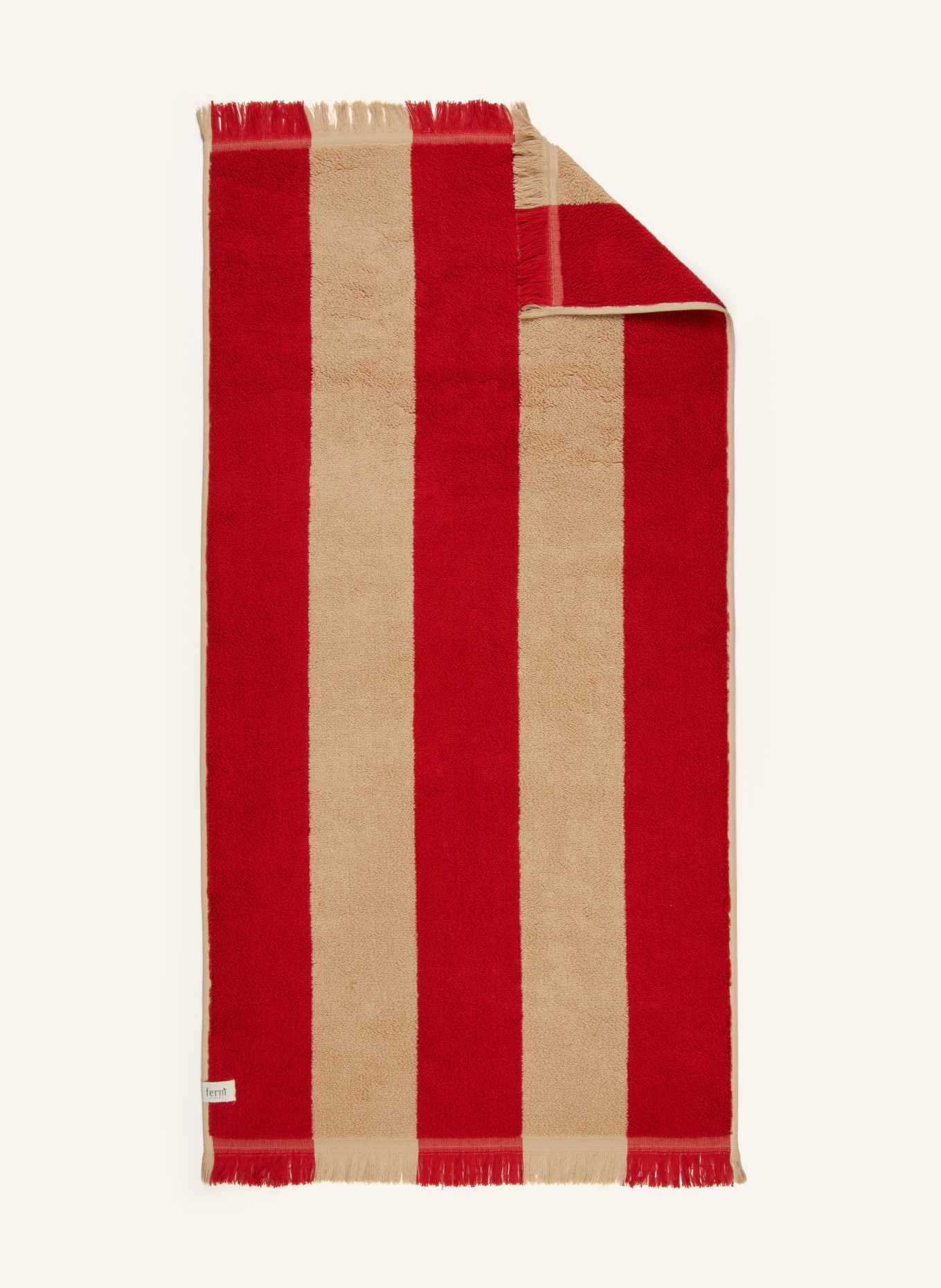 Ferm LIVING Towel ALEE, Color: BEIGE/ RED (Image 1)