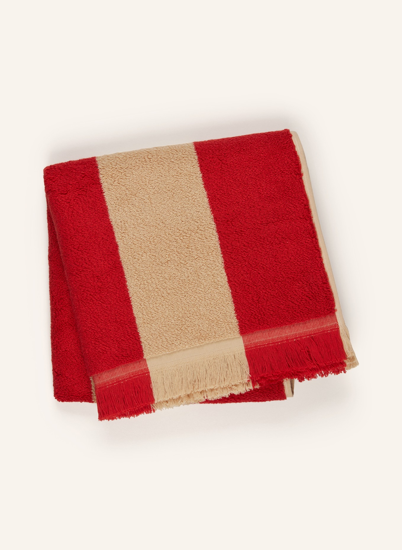 Ferm LIVING Towel ALEE, Color: BEIGE/ RED (Image 2)