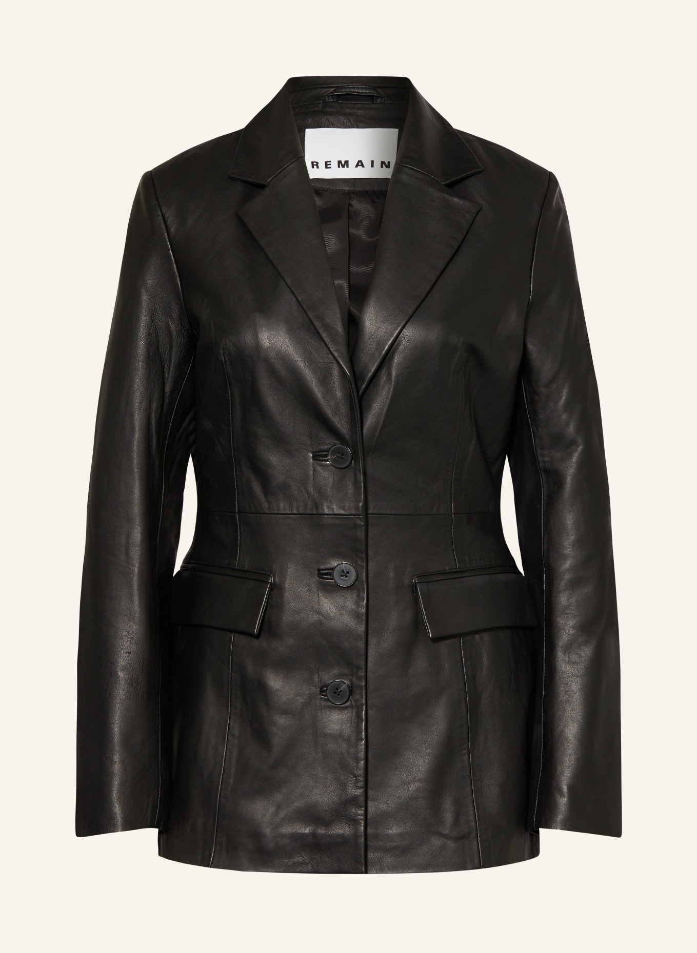 REMAIN Leather blazer, Color: BLACK (Image 1)