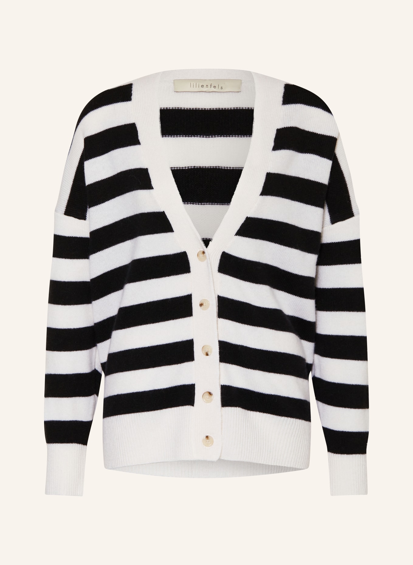 lilienfels Cardigan with cashmere, Color: WHITE/ BLACK (Image 1)