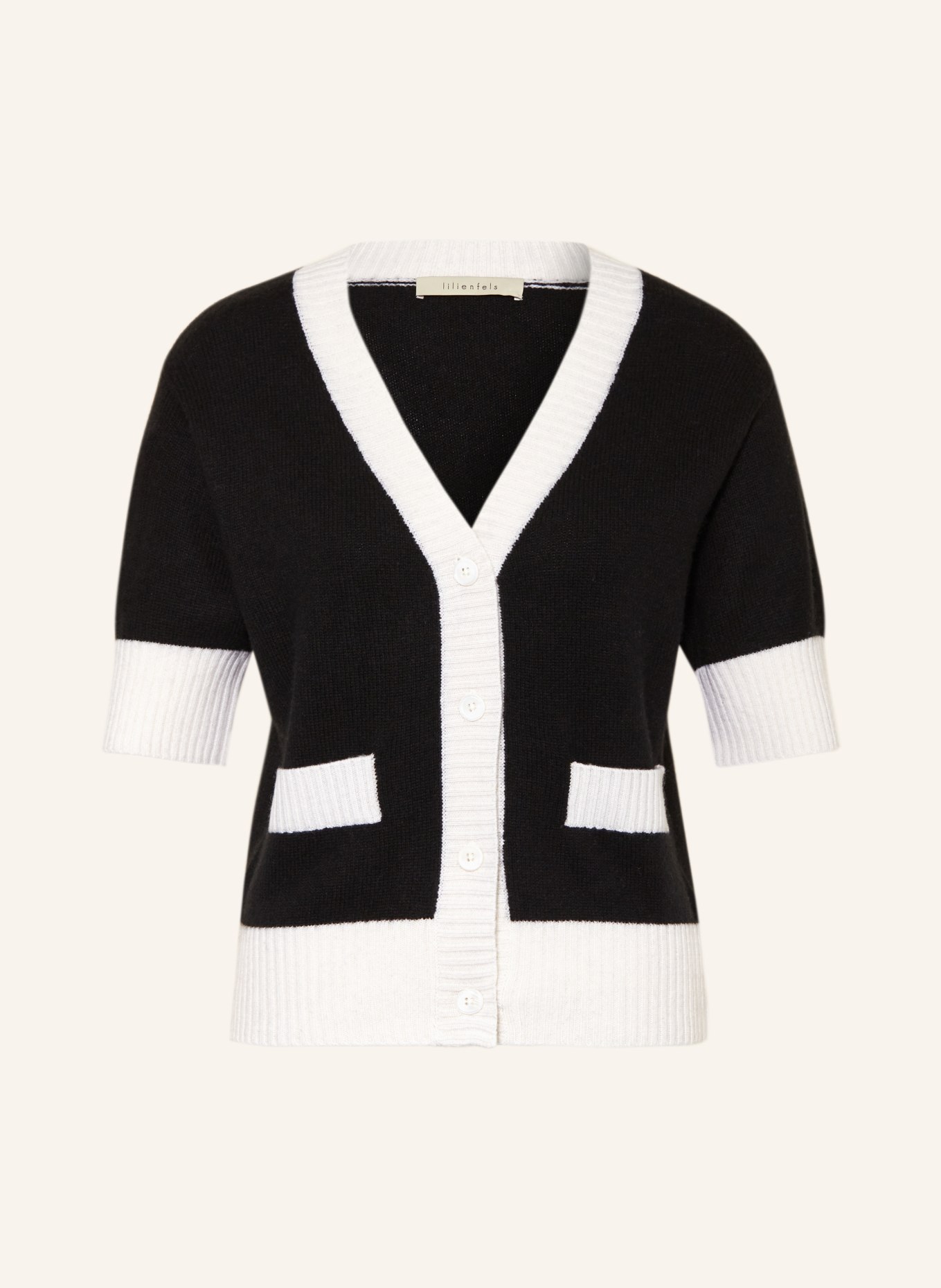 lilienfels Cardigan with cashmere, Color: BLACK/ WHITE (Image 1)