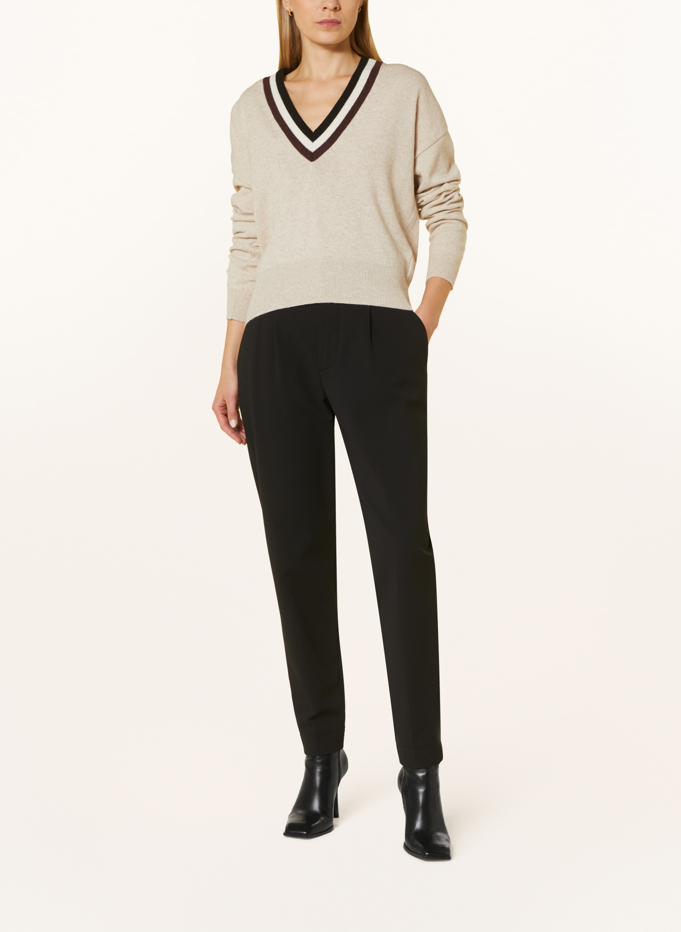 VANILIA Sweater, Color: CREAM/ DARK BROWN (Image 2)