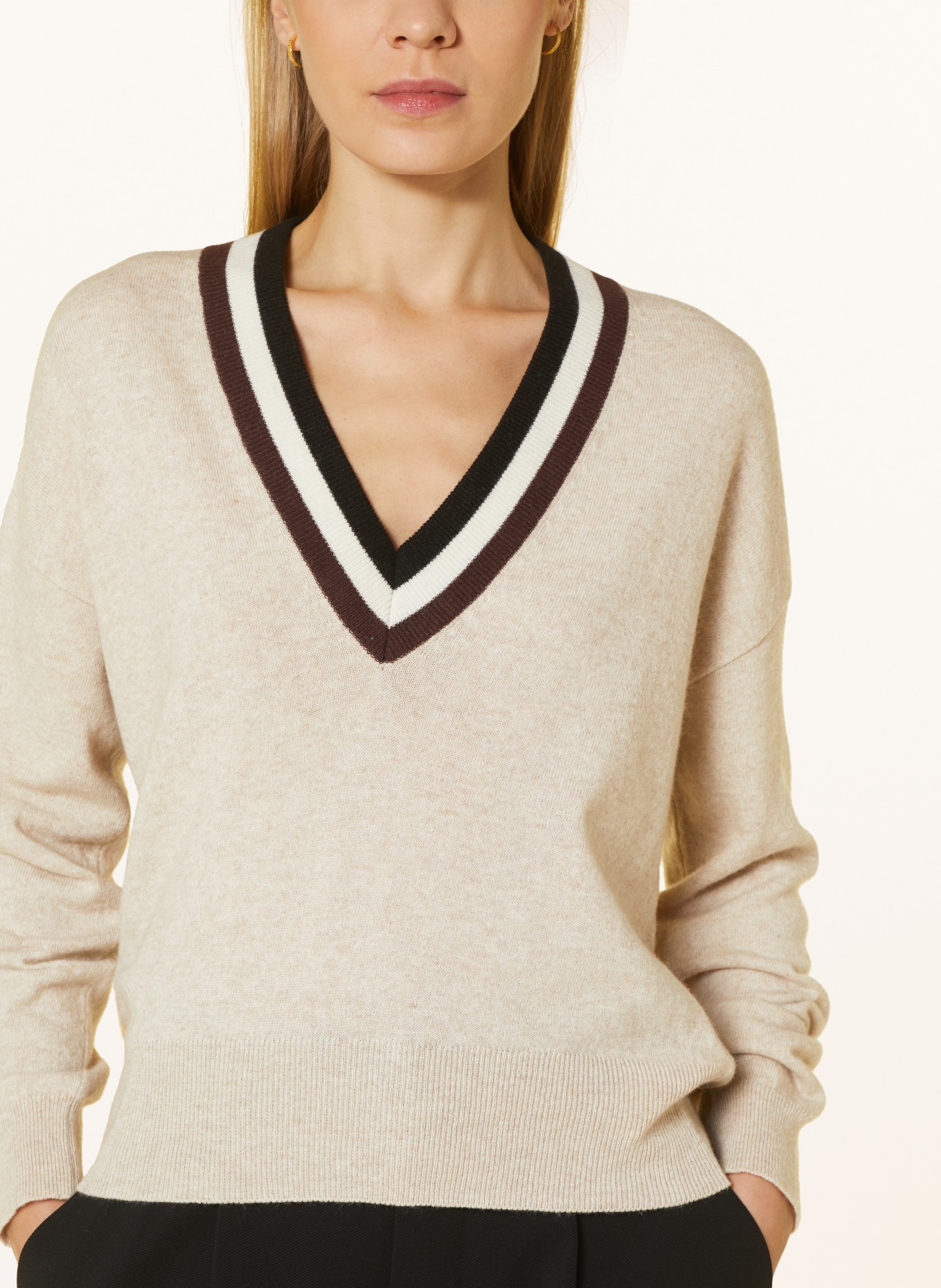 VANILIA Sweater, Color: CREAM/ DARK BROWN (Image 4)
