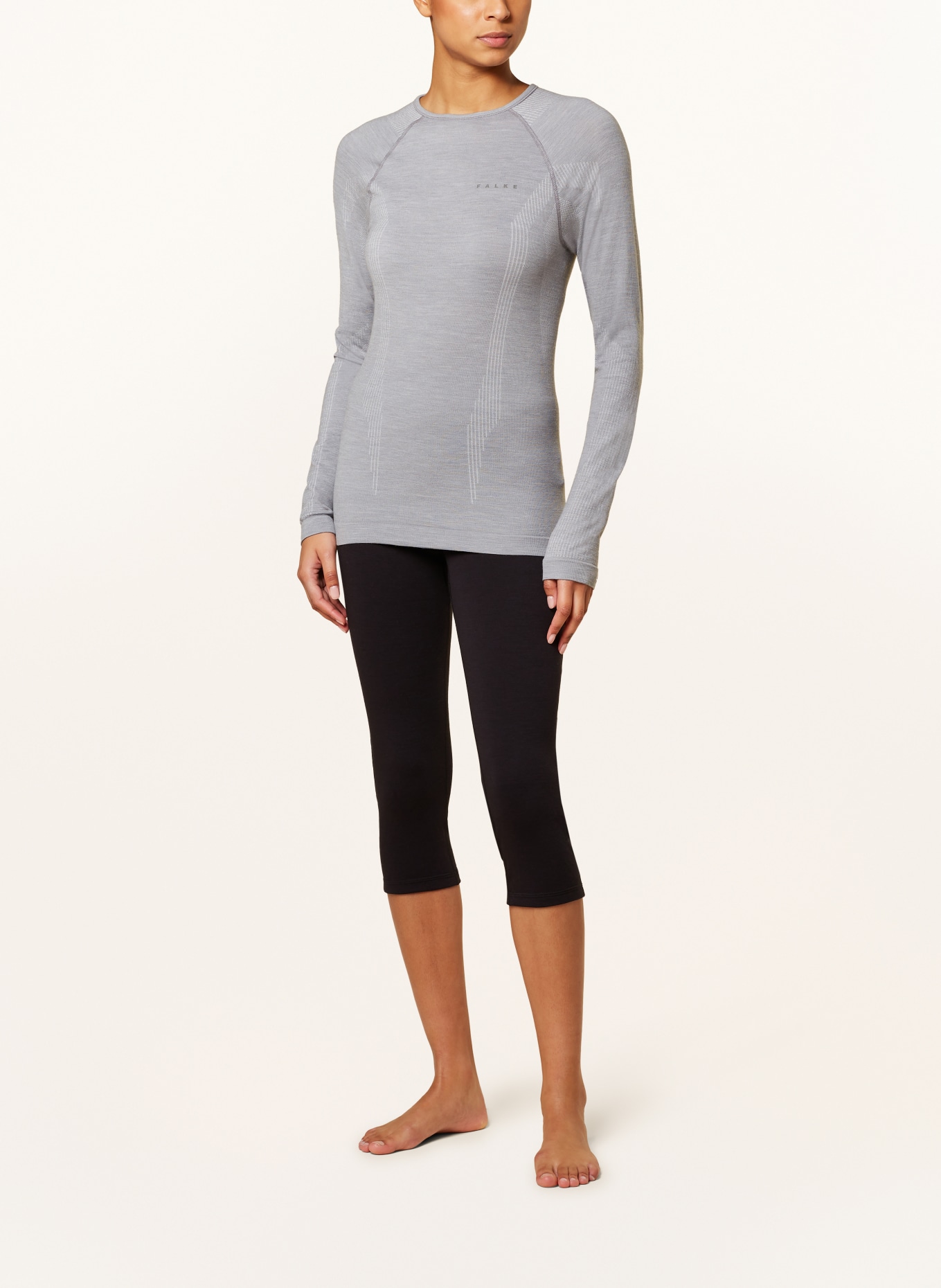 FALKE Funktionswäsche-Shirt WOOL-TECH mit Merinowolle: HELLGRAU