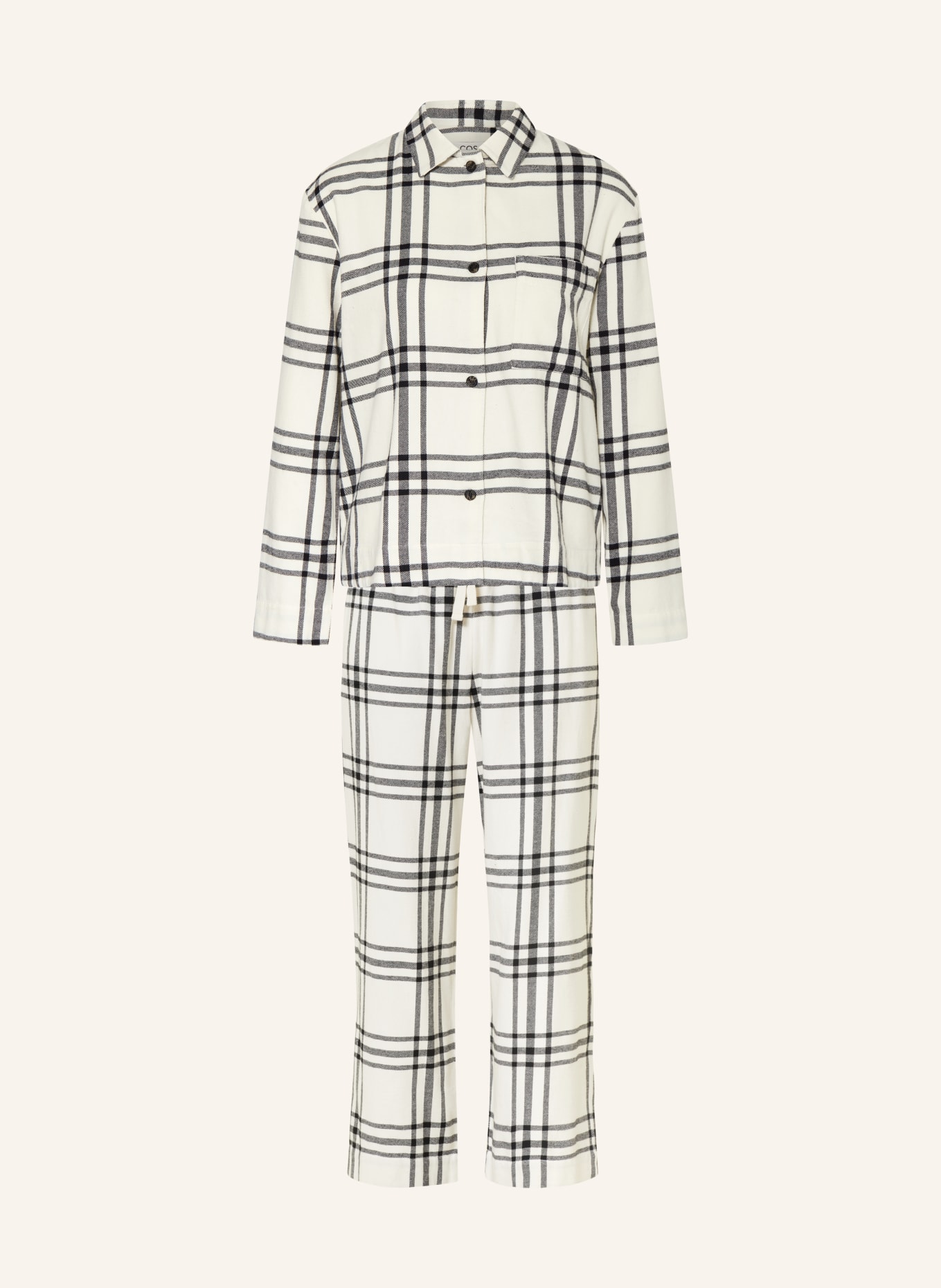 COS Flannel pajamas, Color: WHITE/ BLACK (Image 1)