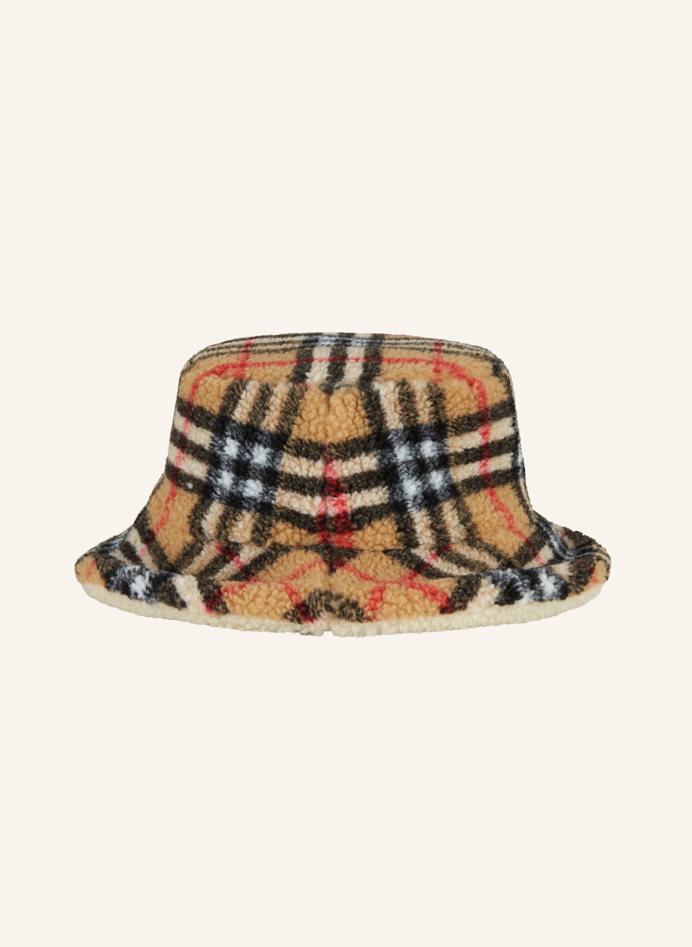 BURBERRY Bucket-Hat aus Teddyfell, Farbe: SCHWARZ/ BRAUN/ ROT (Bild 2)