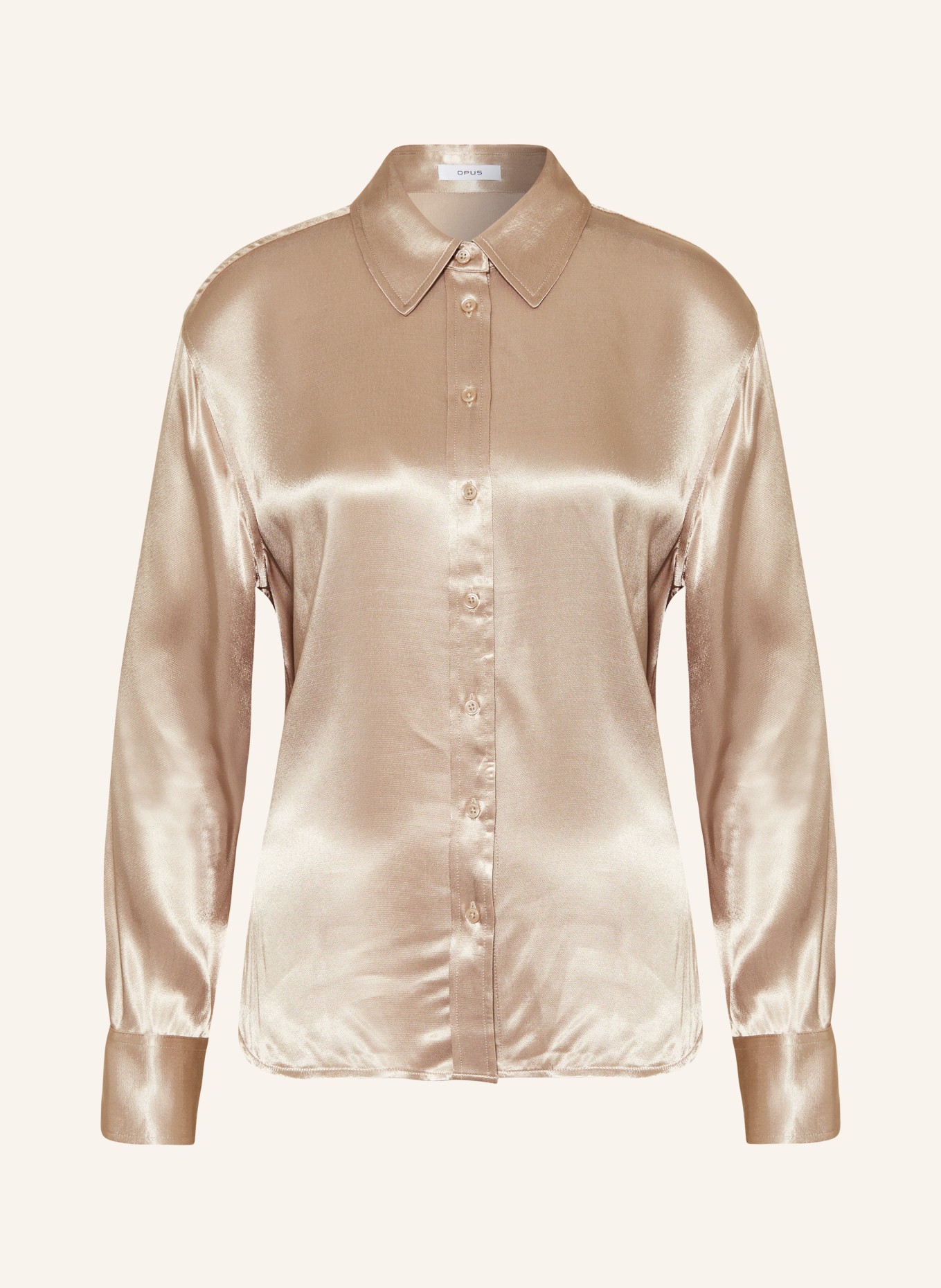 OPUS Shirt blouse FEPPE made of satin, Color: LIGHT BROWN (Image 1)