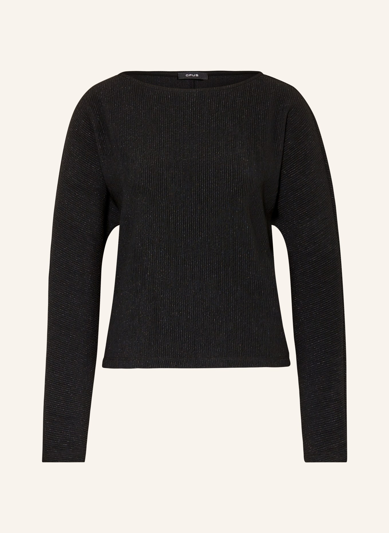 OPUS Long sleeve shirt GARKLES with glitter thread, Color: BLACK (Image 1)