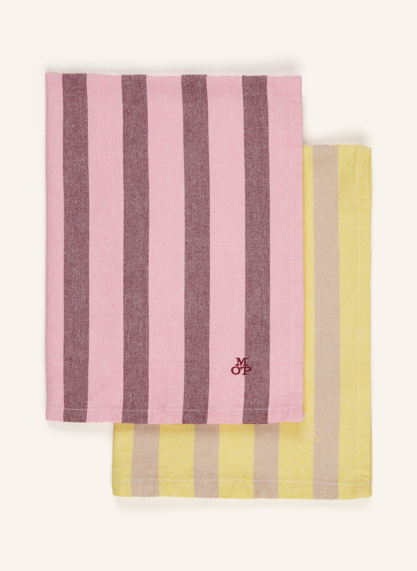 Marc O'Polo Set of 2 dish towels, Color: PINK/ YELLOW (Image 1)