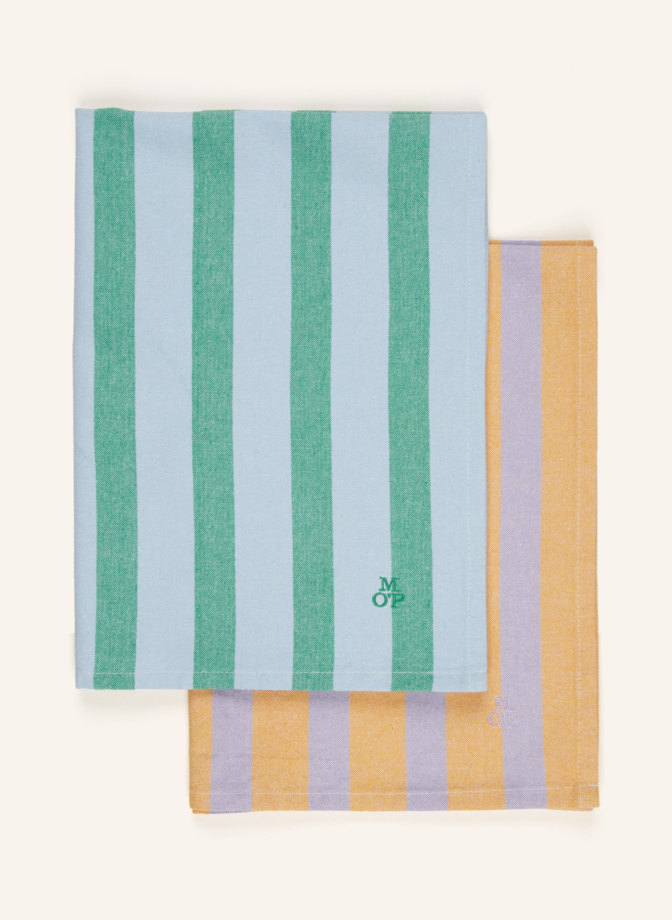 Marc O'Polo Set of 2 dish towels, Color: GREEN/ DARK YELLOW (Image 1)