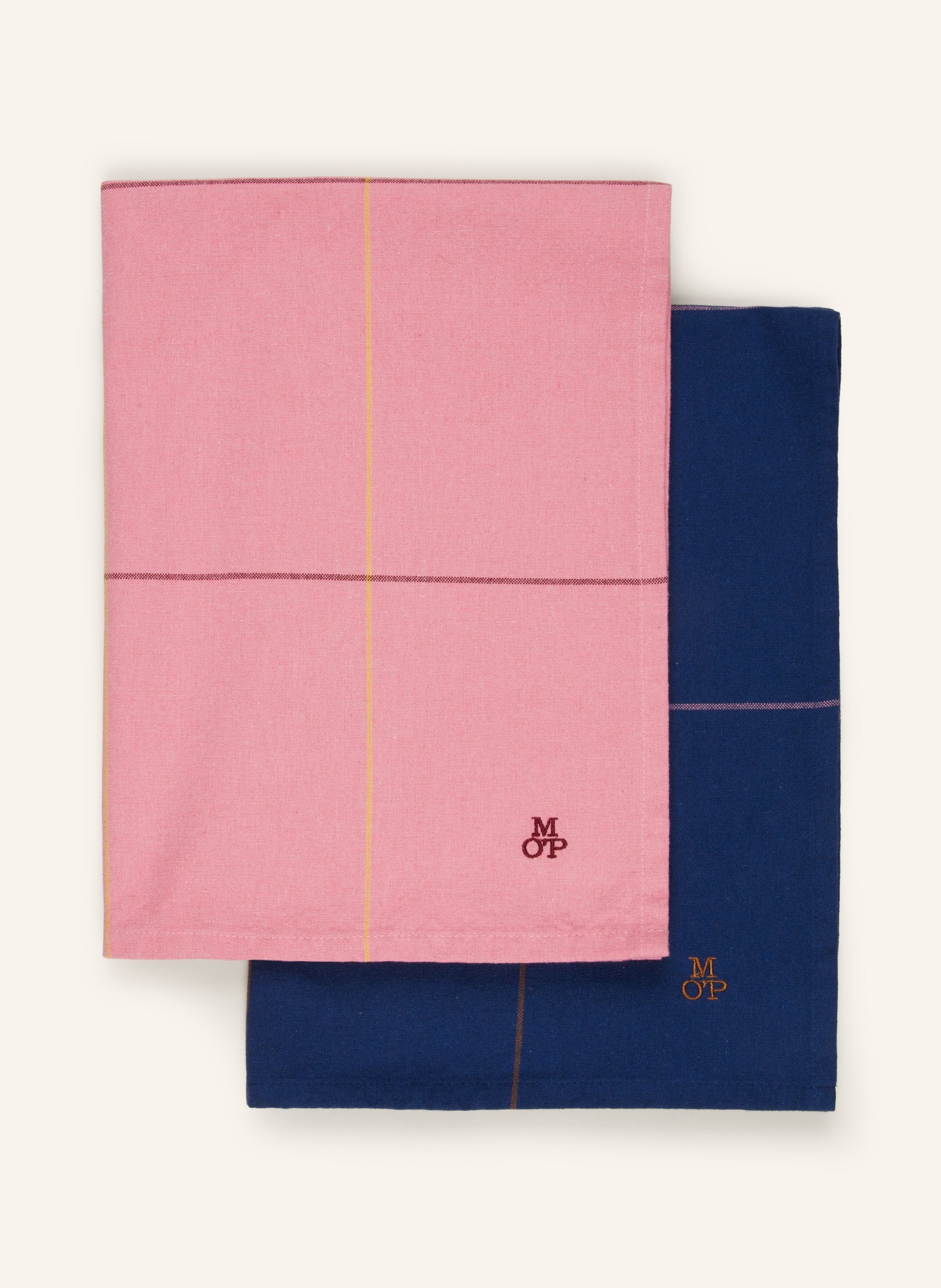 Marc O'Polo Set of 2 dish towels, Color: DARK BLUE/ PINK (Image 1)