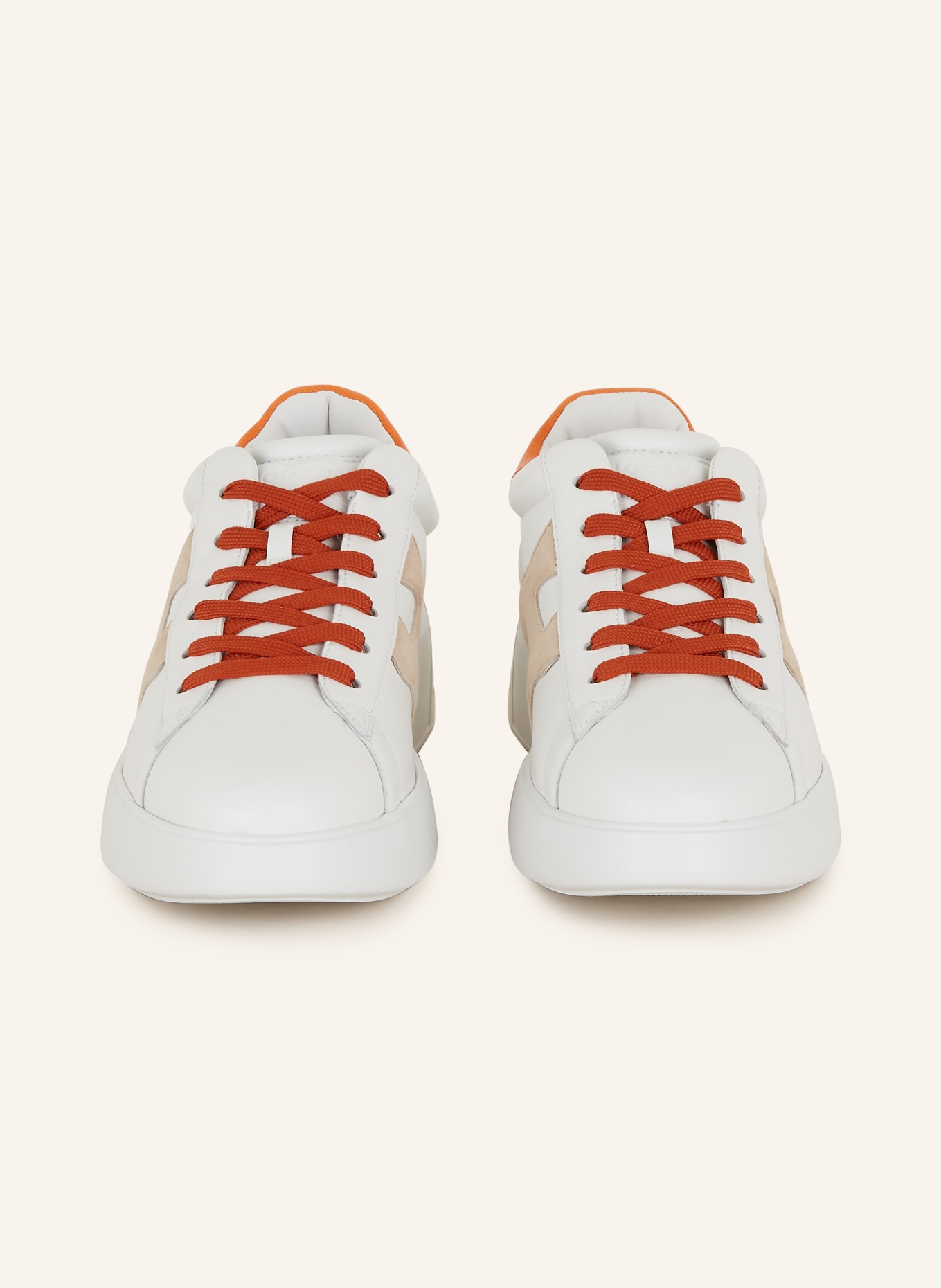 HOGAN Sneaker HOGAN REBEL, Farbe: WEISS/ HELLBRAUN/ ORANGE (Bild 3)