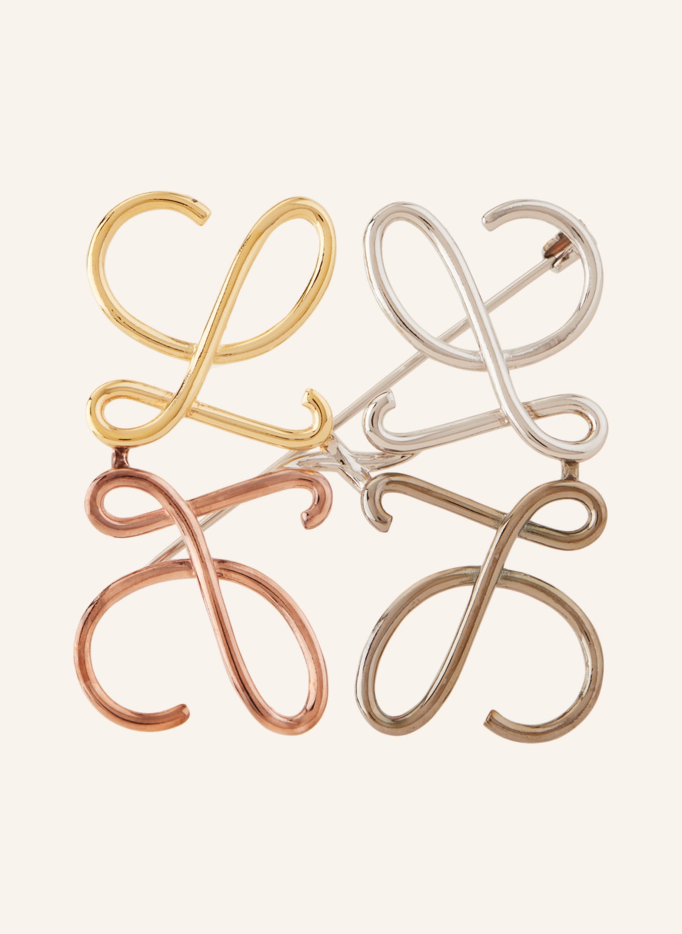 LOEWE Brooch ANAGRAM in silver gold rose gold