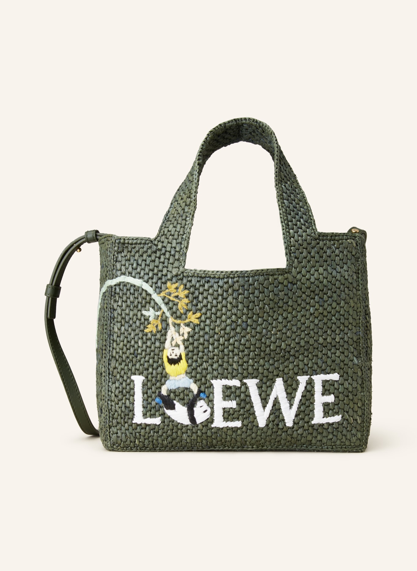 LOEWE Shopper FONT SMALL, Color: DARK GREEN/ WHITE/ YELLOW (Image 1)