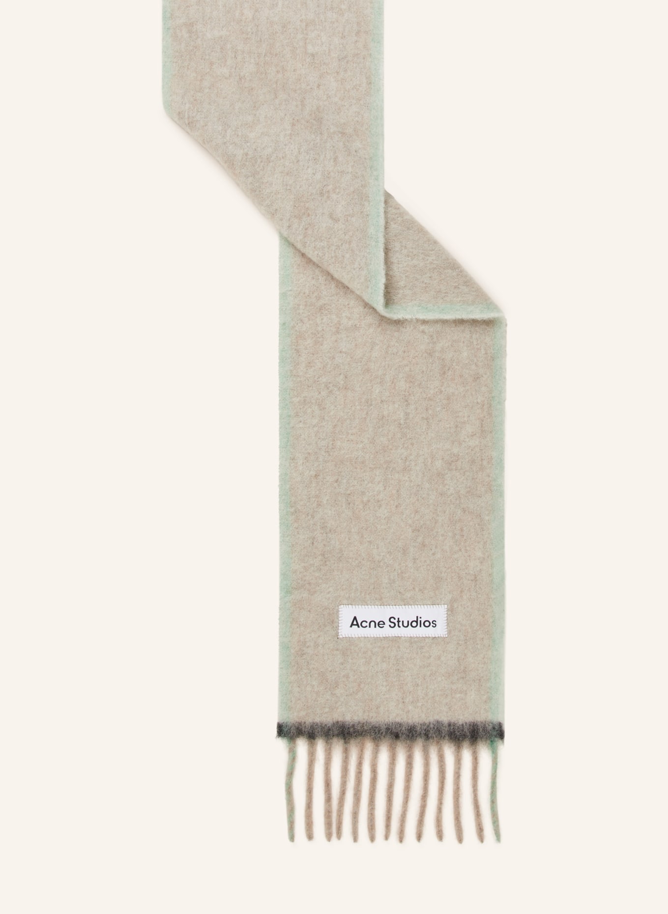 Acne Studios Scarf with alpaca, Color: BEIGE/ GRAY (Image 2)