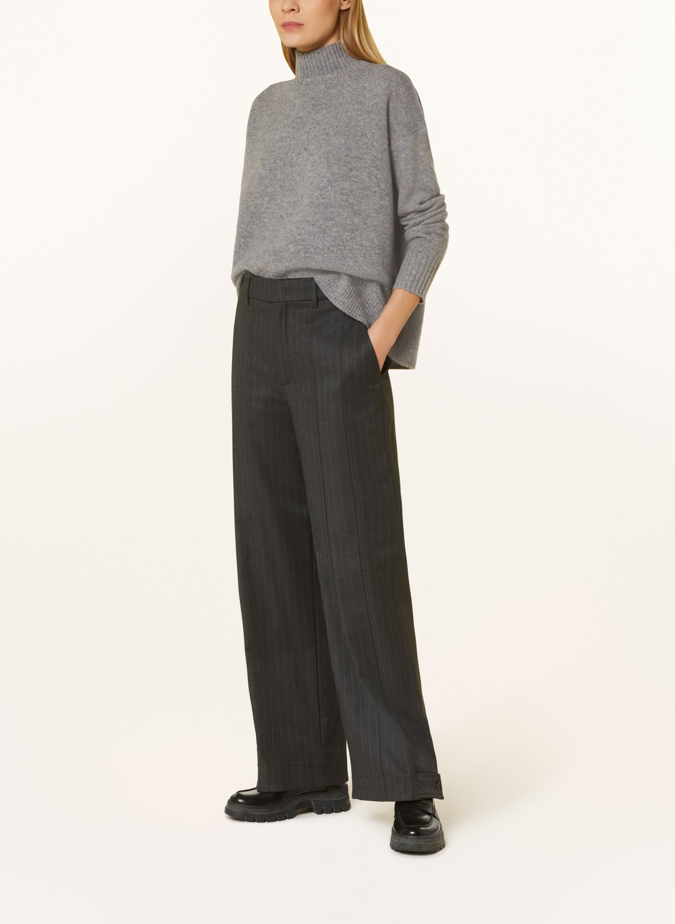 VANILIA Wide leg trousers, Color: DARK GRAY/ LIGHT GRAY (Image 2)