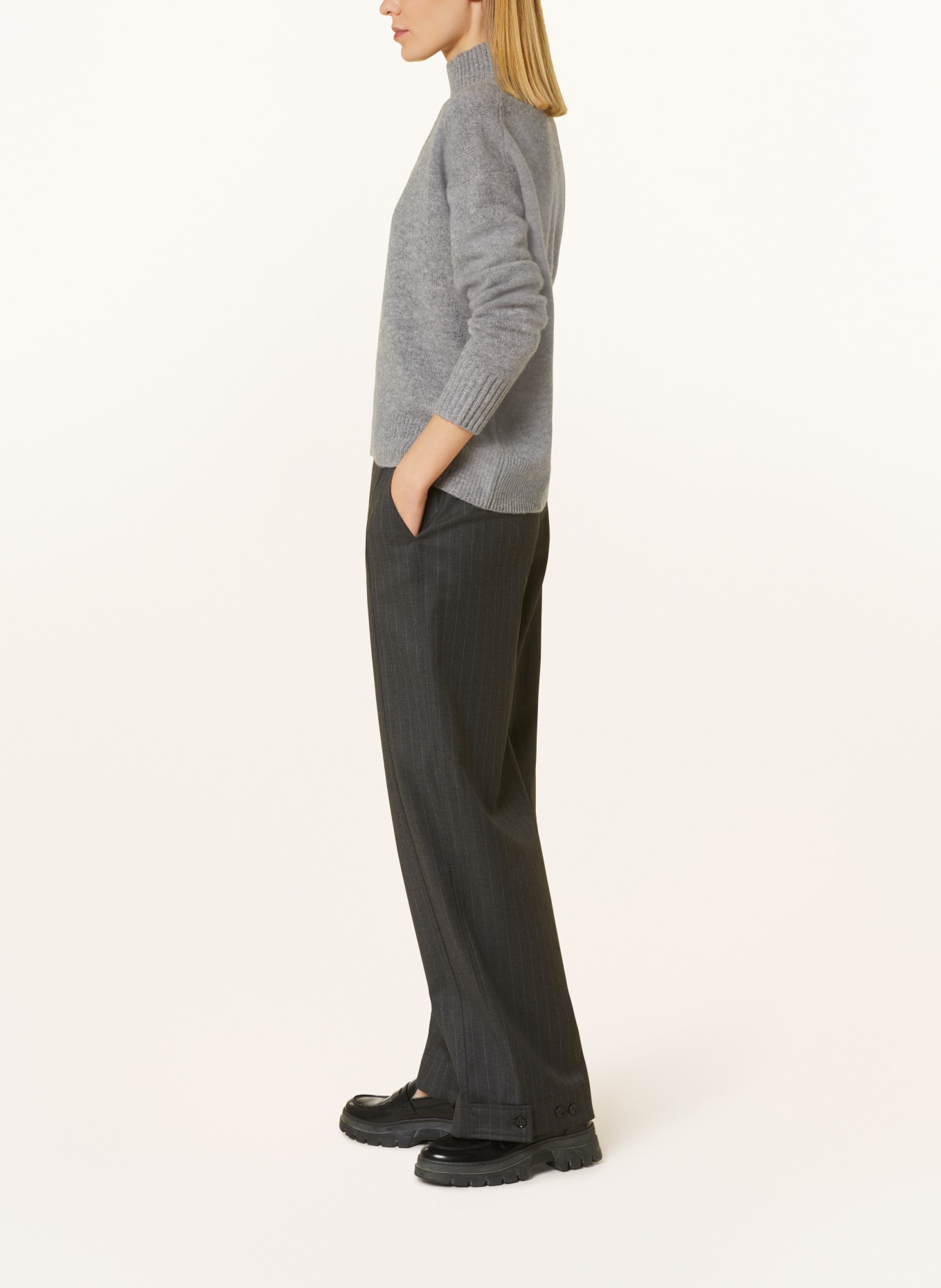 VANILIA Wide leg trousers, Color: DARK GRAY/ LIGHT GRAY (Image 4)