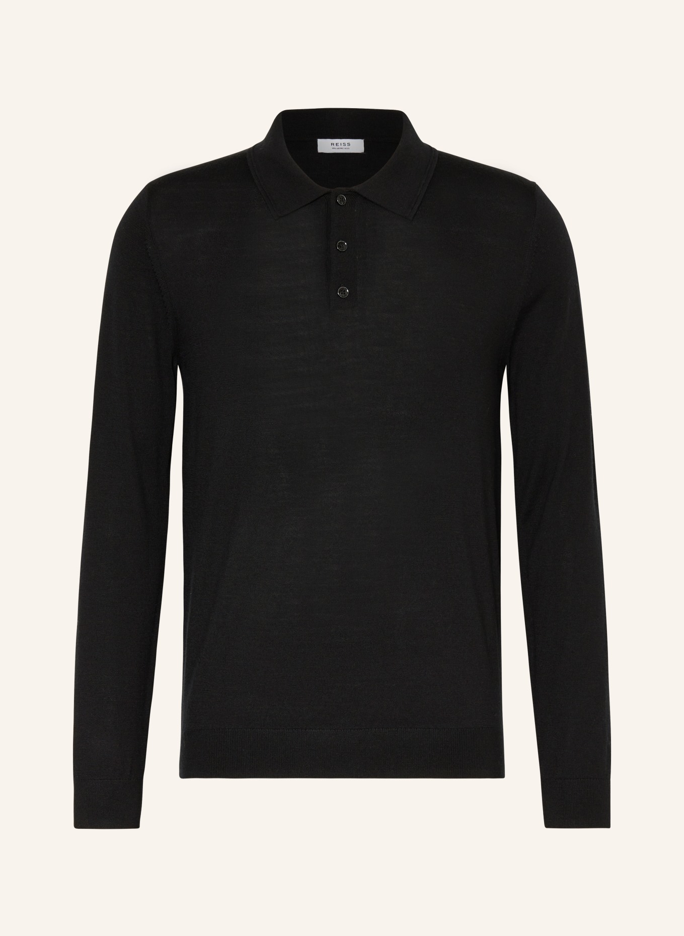 REISS Knitted polo shirt TRAFFORD made of merino wool, Color: BLACK (Image 1)