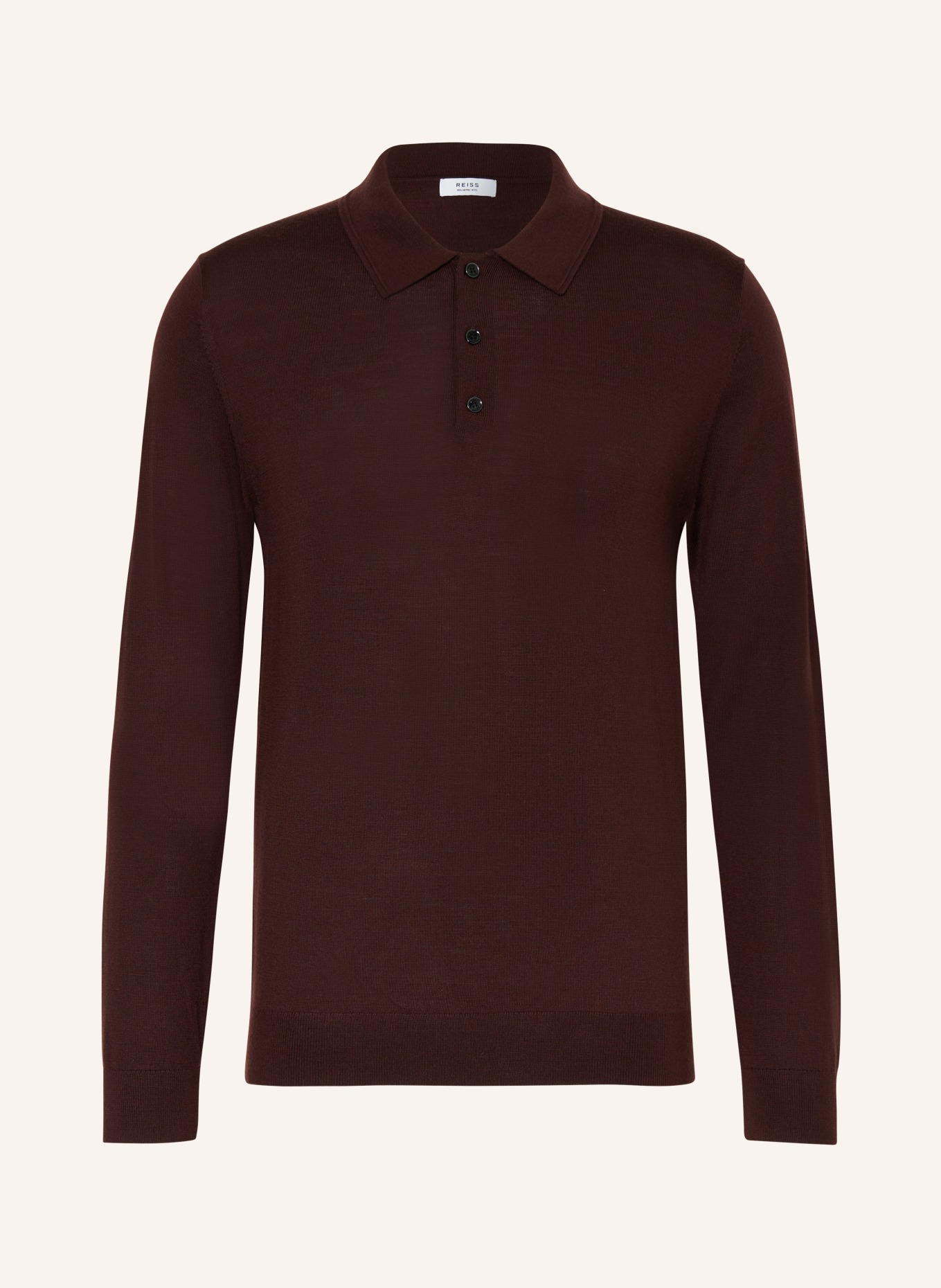 REISS Knitted polo shirt TRAFFORD made of merino wool, Color: DARK RED (Image 1)