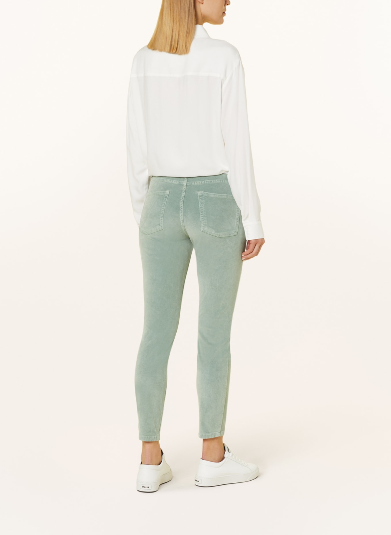 OPUS Velvet trousers EVITA, Color: LIGHT GREEN (Image 3)