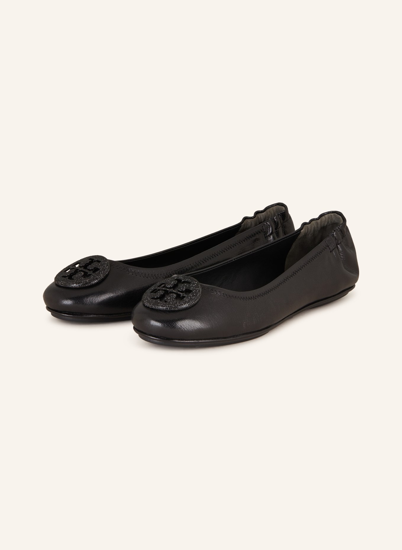 TORY BURCH Ballet flats MINNIE with decorative gems, Color: BLACK (Image 1)