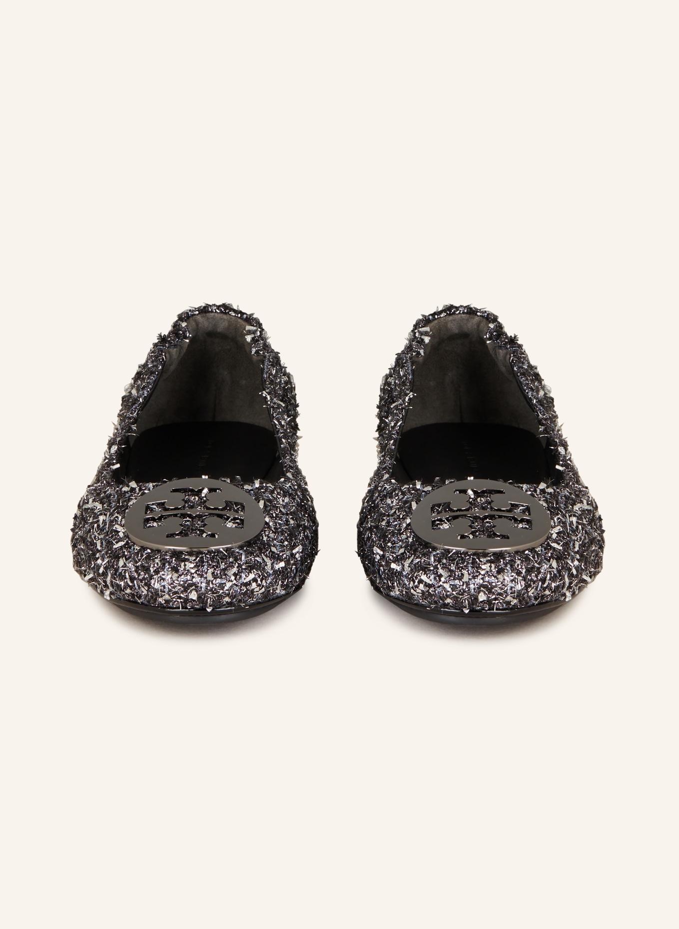 TORY BURCH Ballet flats MINNIE with glitter thread, Color: SILVER/ BLACK (Image 3)