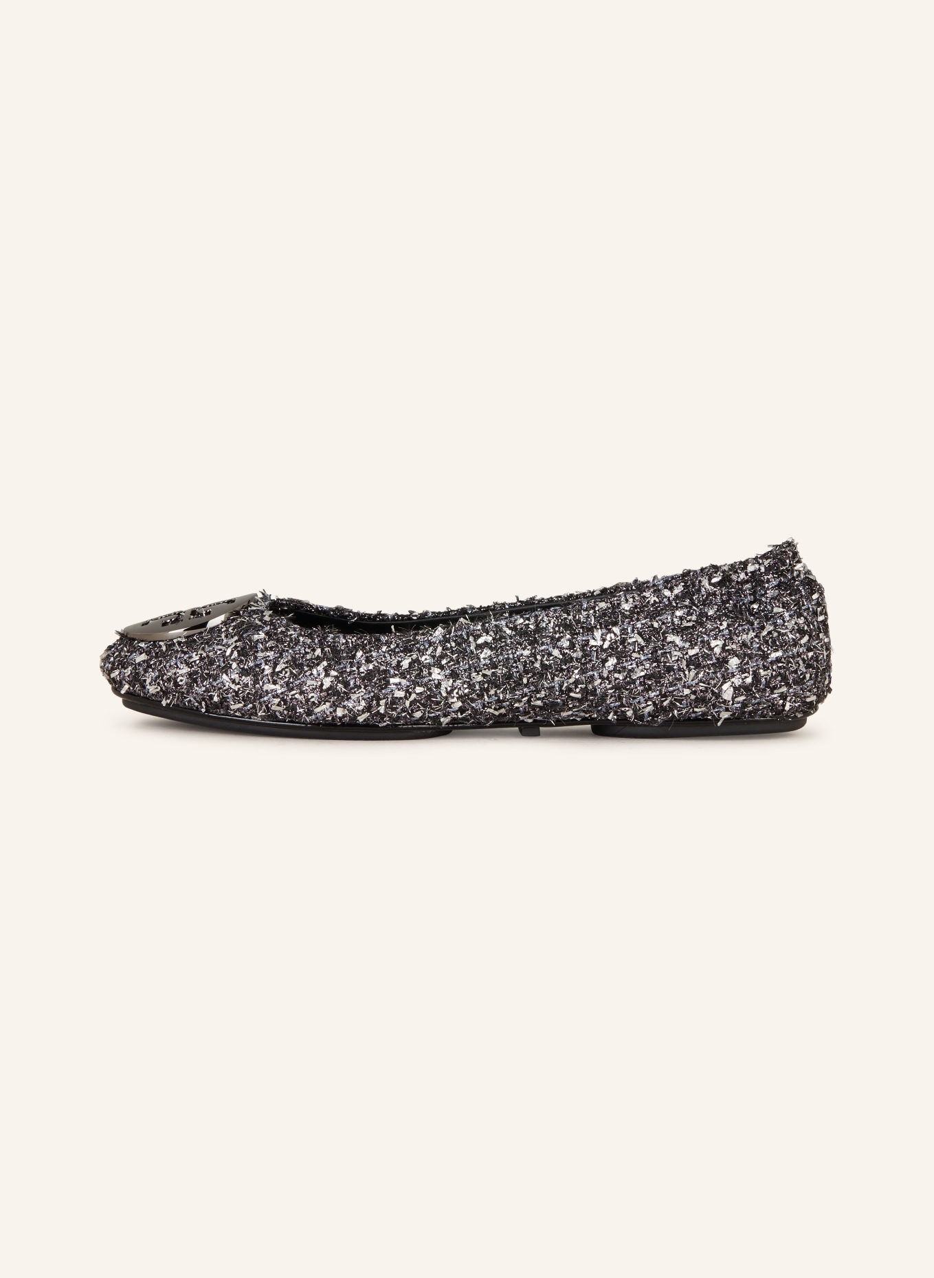 TORY BURCH Ballet flats MINNIE with glitter thread, Color: SILVER/ BLACK (Image 4)