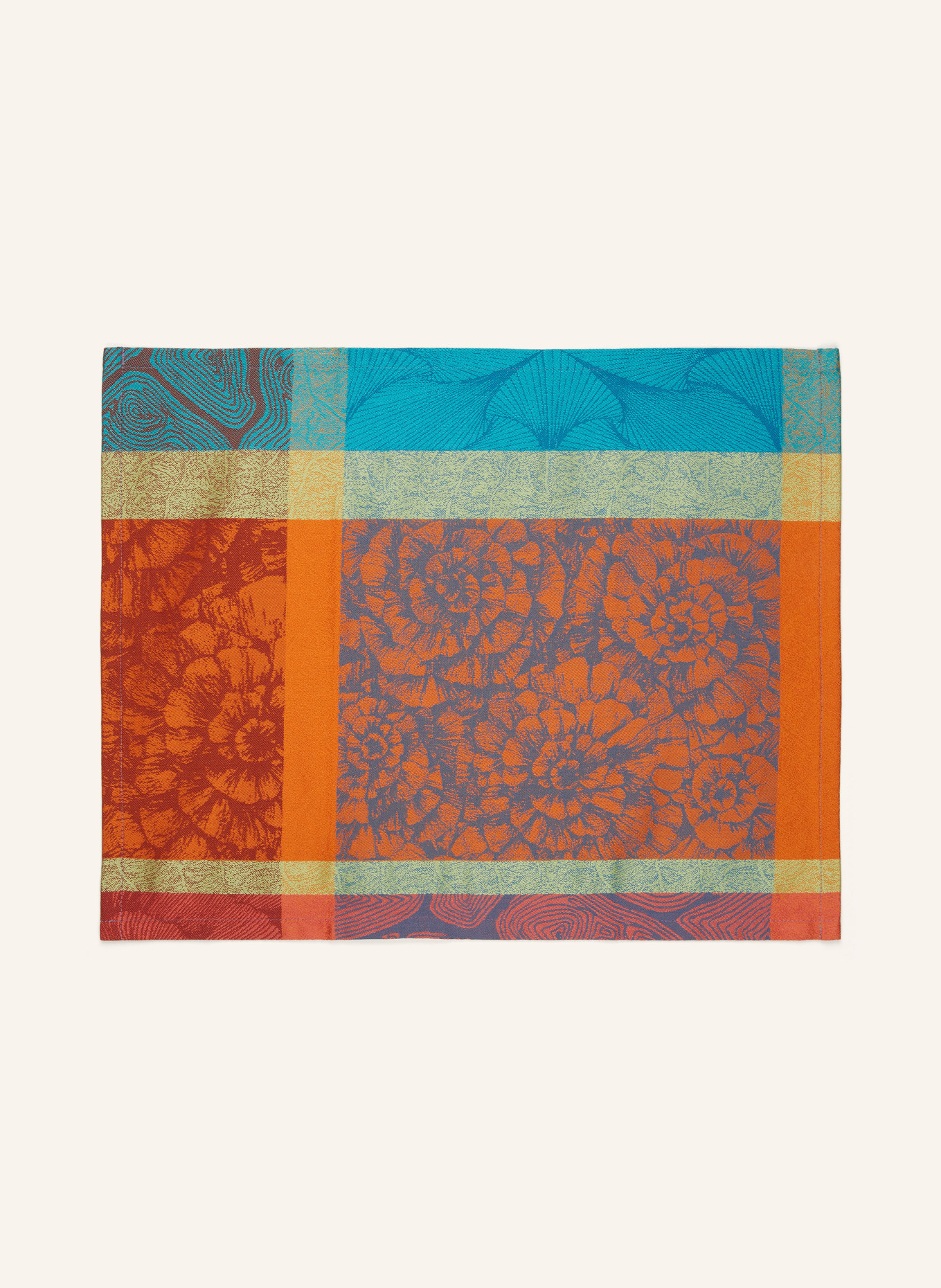 GARNIER-THIEBAUT Set of 4 placemats MILLE PETALES FLORALIES, Color: MINT/ ORANGE/ FUCHSIA (Image 2)