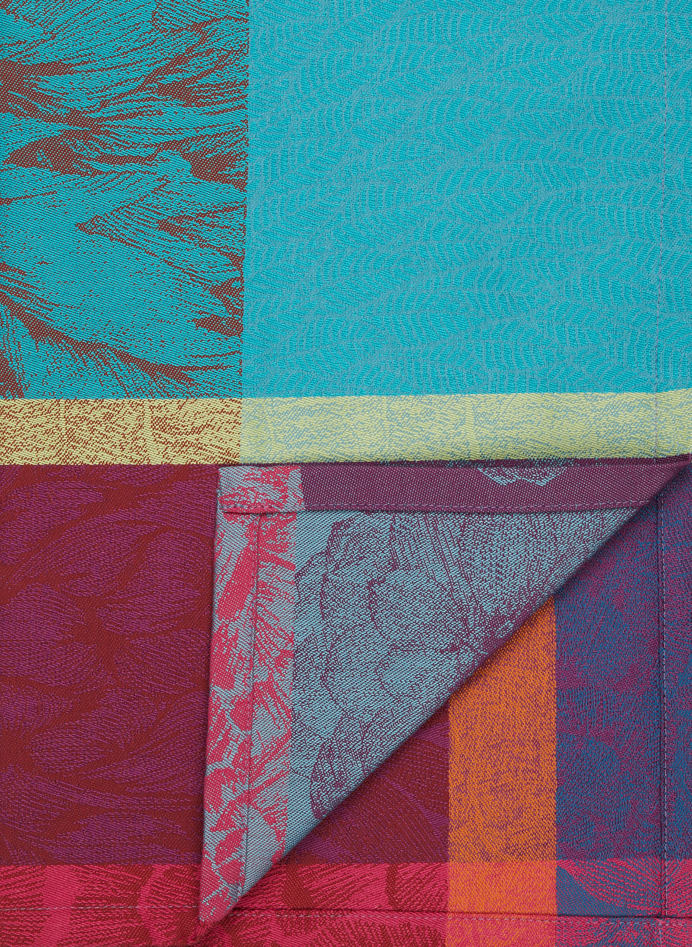 GARNIER-THIEBAUT Set of 4 placemats MILLE PETALES FLORALIES, Color: MINT/ ORANGE/ FUCHSIA (Image 3)