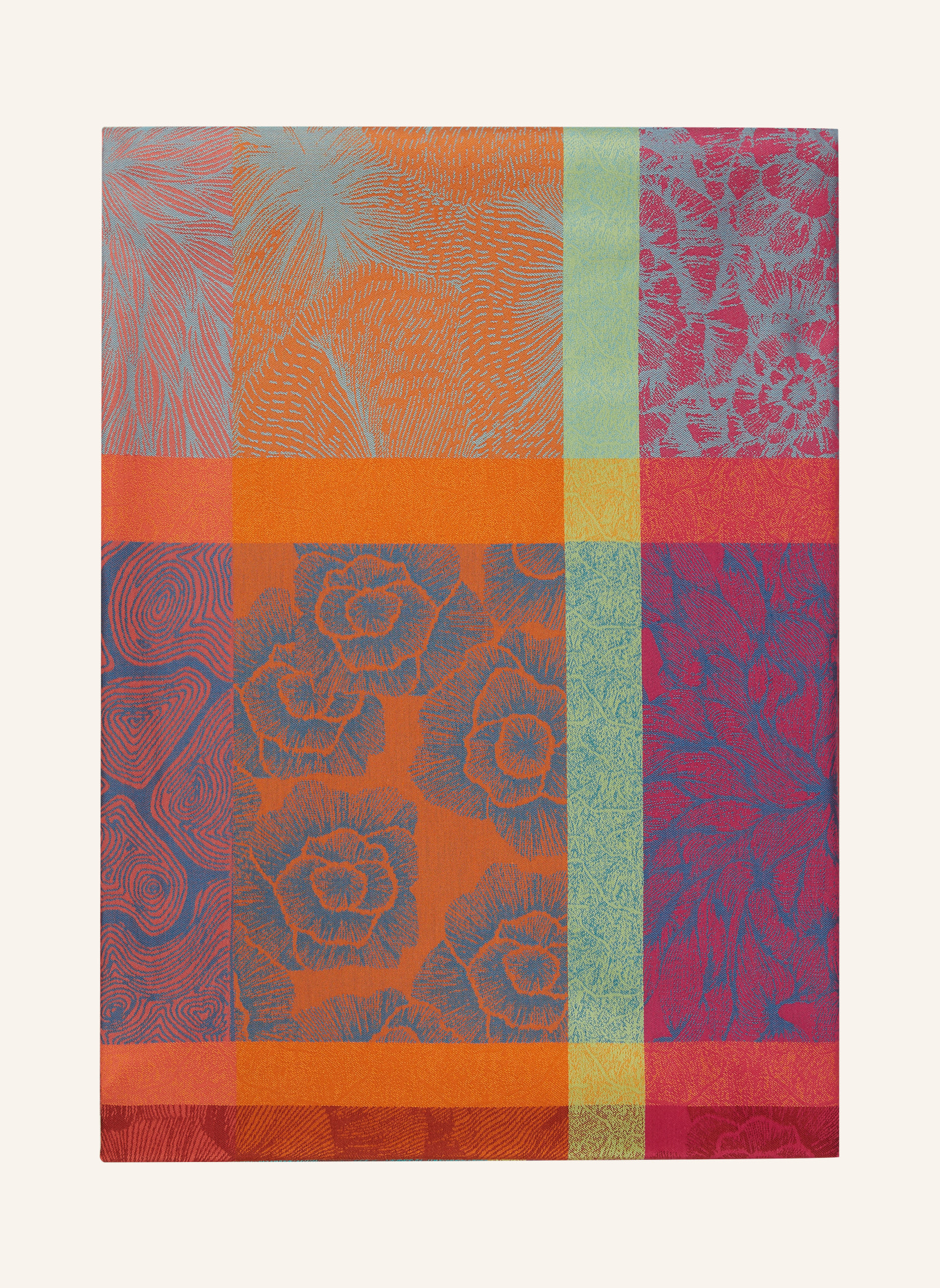 GARNIER-THIEBAUT Table cloth, Color: DARK RED/ LIGHT GREEN/ LIGHT BLUE (Image 1)