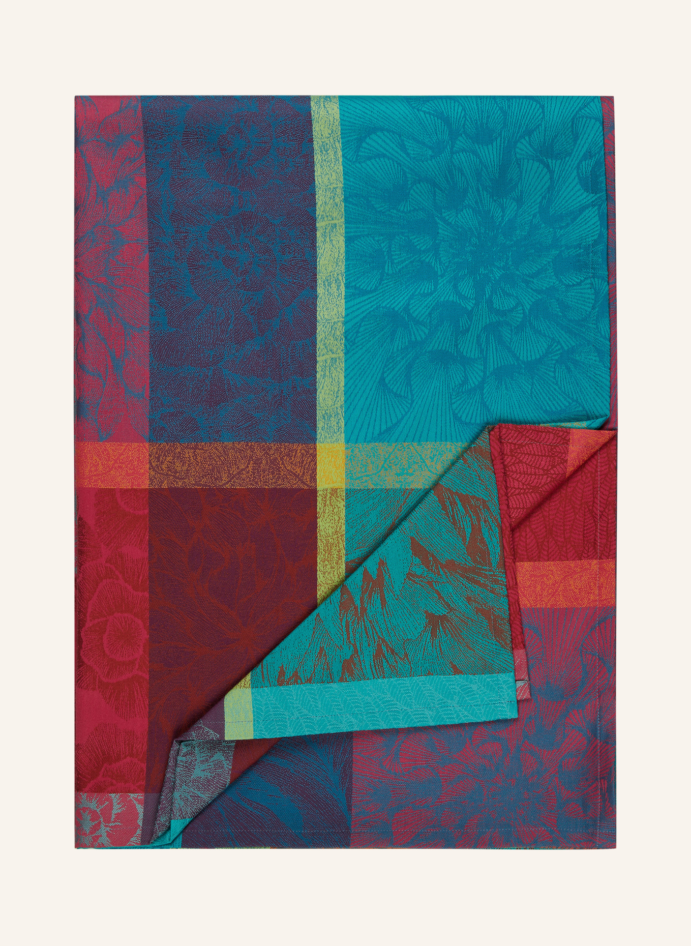 GARNIER-THIEBAUT Table cloth, Color: DARK RED/ LIGHT GREEN/ LIGHT BLUE (Image 2)