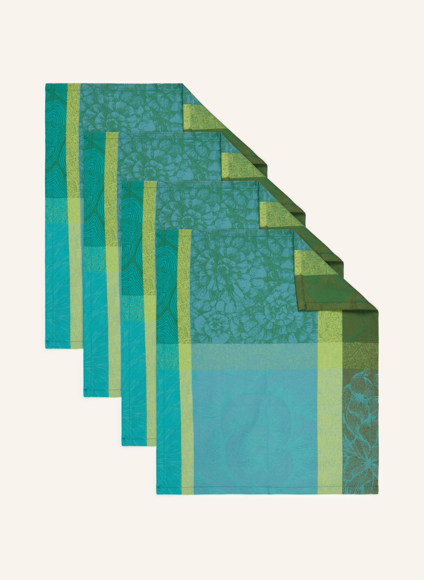 GARNIER-THIEBAUT Set of 4 placemats MILLE PETALES CHLOROPHYLLE, Color: GREEN/ LIGHT GREEN (Image 1)
