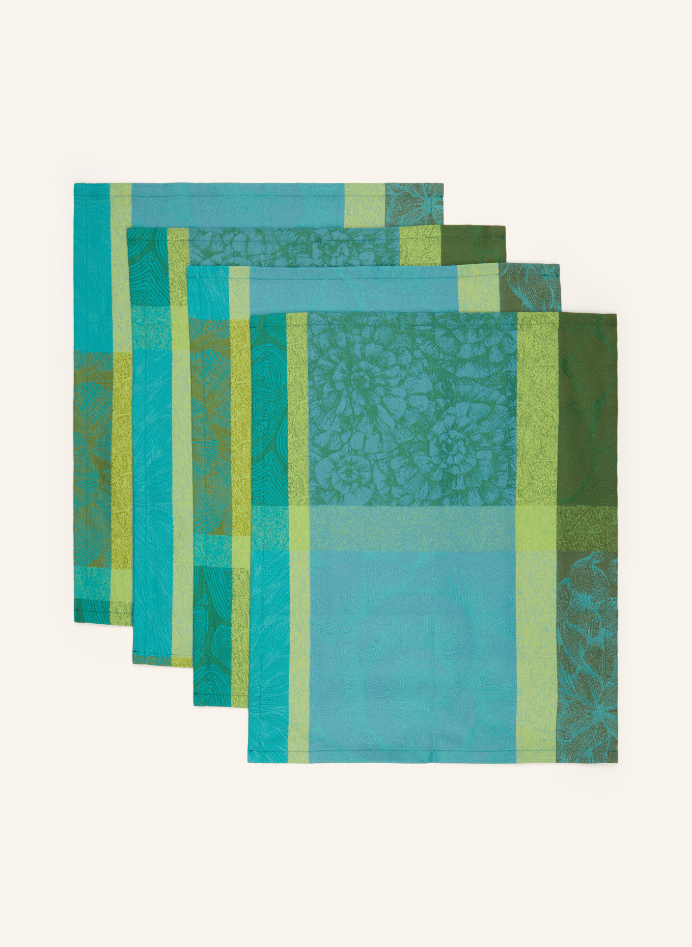 GARNIER-THIEBAUT Set of 4 placemats MILLE PETALES CHLOROPHYLLE, Color: GREEN/ LIGHT GREEN (Image 2)