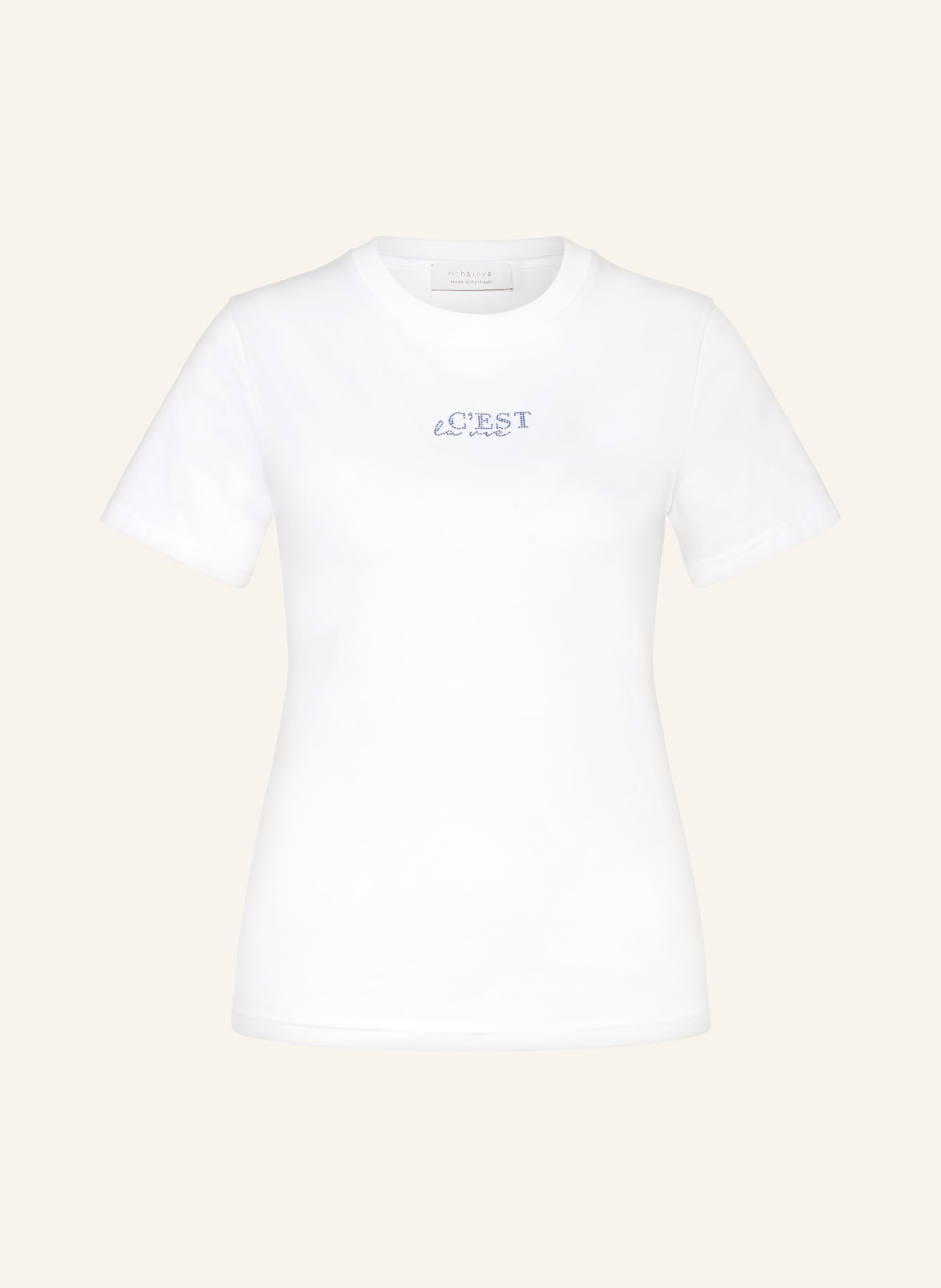 rich&royal T-shirt with decorative gems, Color: WHITE (Image 1)